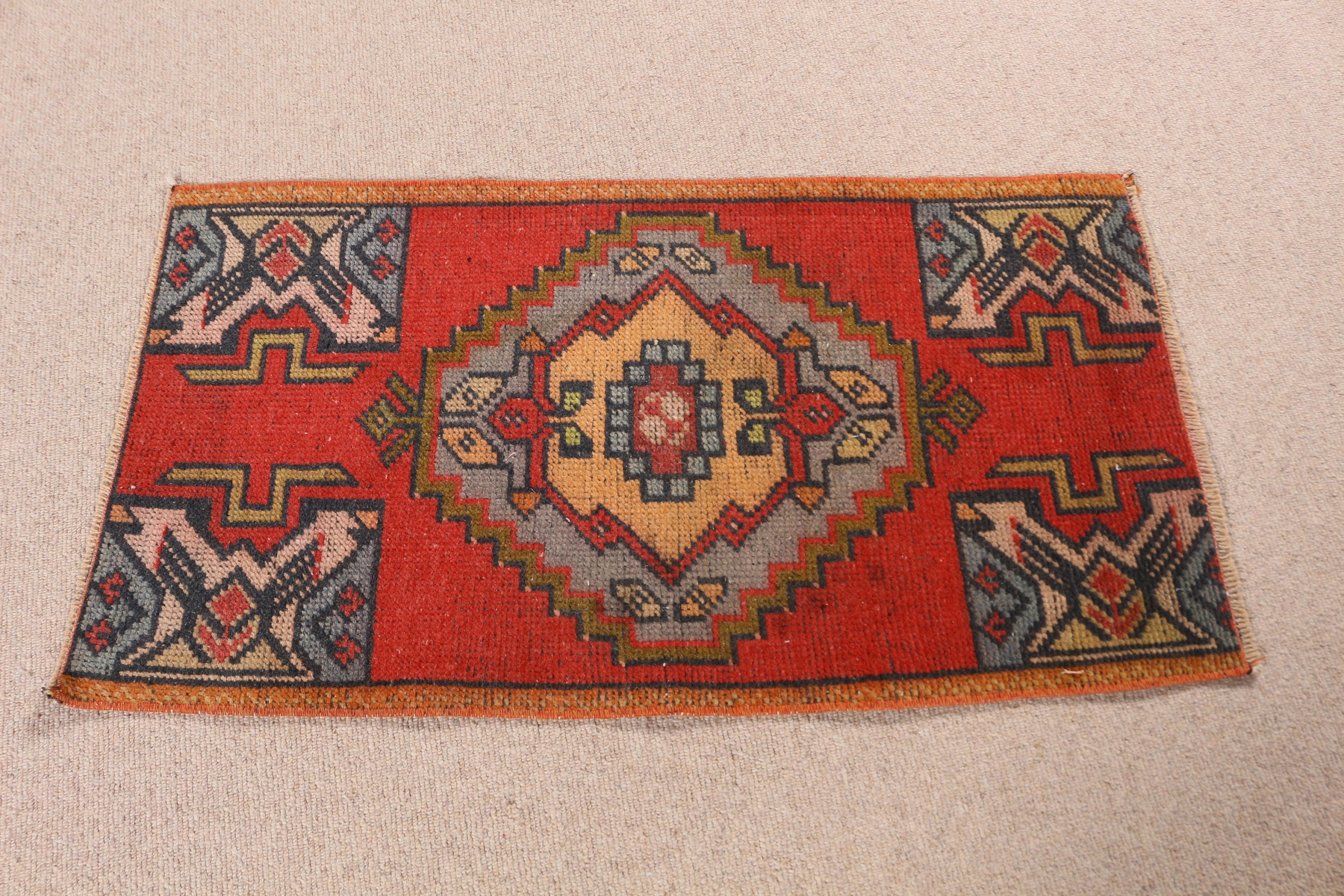 Floor Rugs, Aztec Rugs, Kitchen Rugs, Geometric Rug, 1.6x3 ft Small Rug, Small Vintage Rugs, Turkish Rugs, Vintage Rugs, Red Home Decor Rug