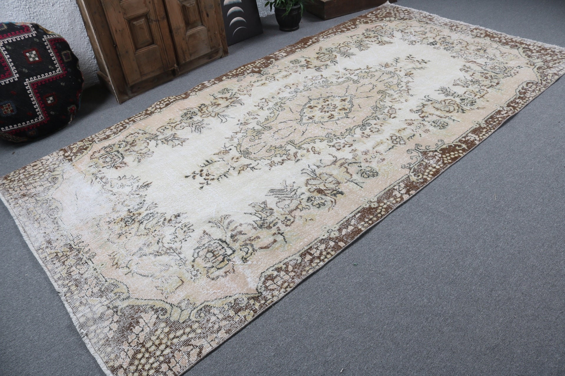 Traditional Rug, Vintage Rug, Flatweave Rugs, Bedroom Rugs, Beige Floor Rug, Salon Rug, 5.2x10.5 ft Large Rugs, Rugs for Salon, Turkish Rug