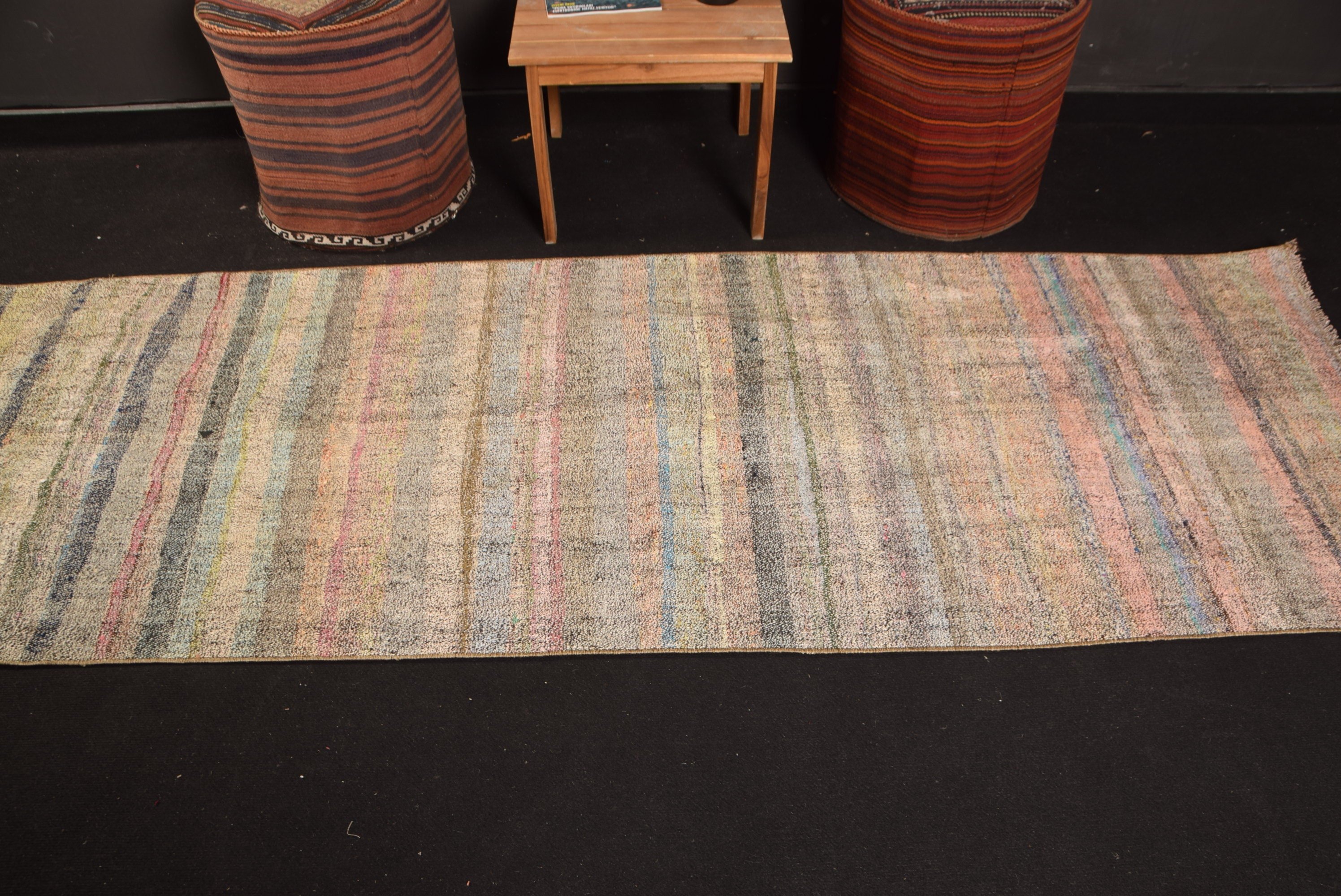 Gökkuşağı Oushak Halı, Vintage Halı, 2.8x8.3 ft Runner Halı, Boho Halı, Koridor Halısı, Mutfak Halısı, Oushak Halıları, Kilim, Türk Halıları