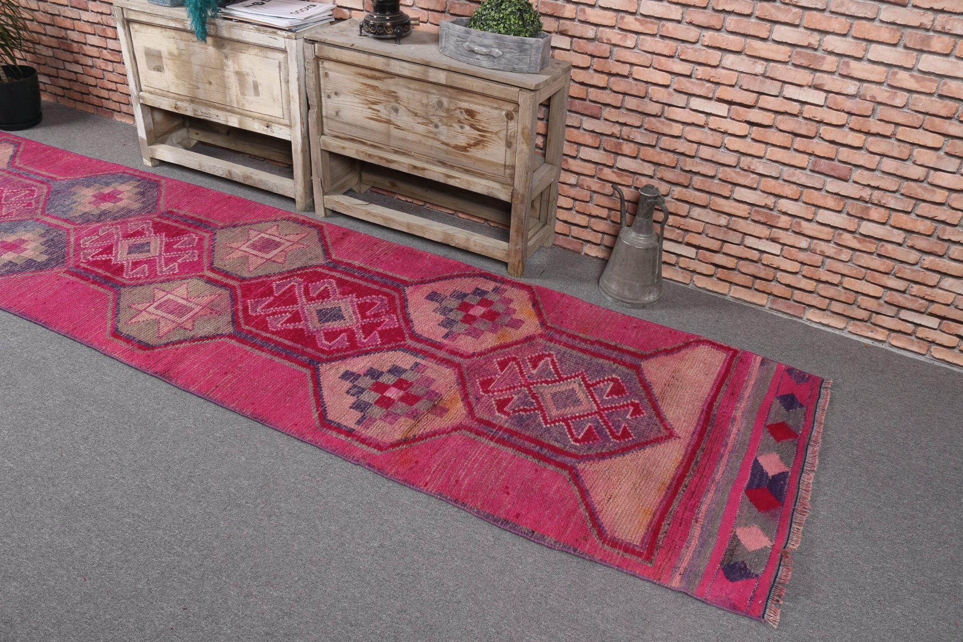 Fas Halısı, Merdiven Halıları, Koridor Halısı, Türk Halıları, Pembe Mutfak Halıları, Merdiven Halısı, Ev Dekor Halısı, Vintage Halı, 2,9x11,3 ft Yolluk Halısı