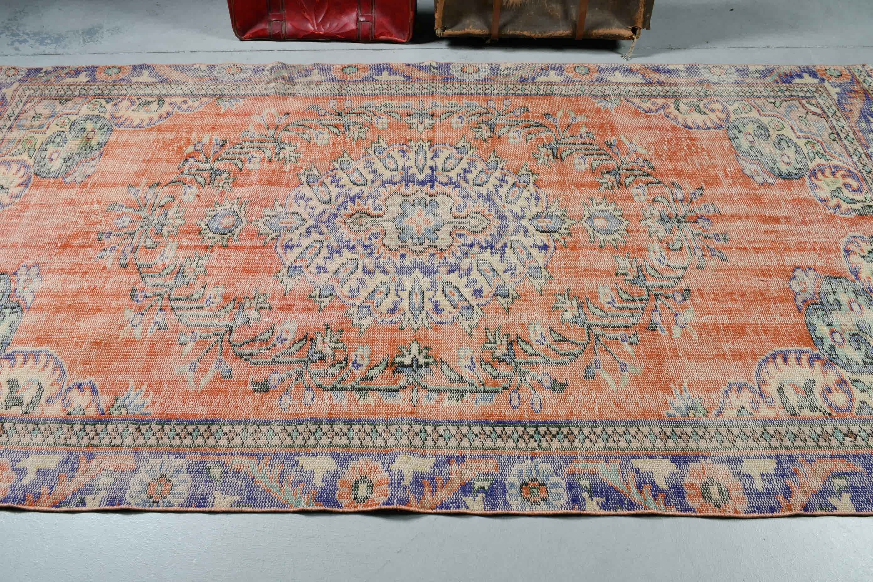 5x9,5 ft Büyük Halı, Oturma Odası Halıları, Turuncu Oushak Halıları, Havalı Halı, Vintage Halı, Yer Halısı, Salon Halısı, Türk Halısı, Yatak Odası Halıları