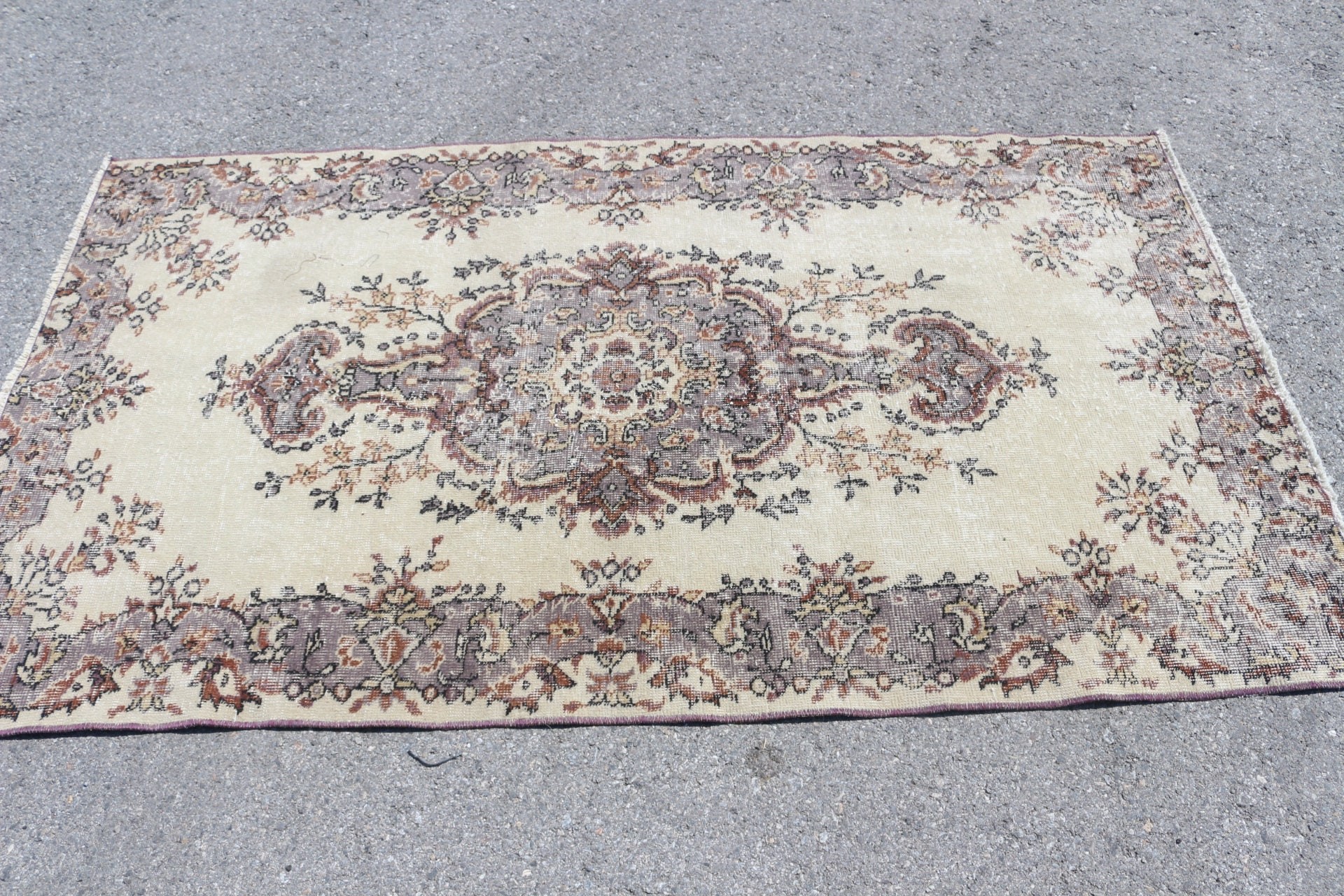 Yemek Odası Halısı, Vintage Halı, İç Mekan Halısı, Oryantal Halı, Yün Halısı, Türk Halıları, Vintage Dekor Halısı, 4.3x6.4 ft Alan Halısı, Bej Mutfak Halısı