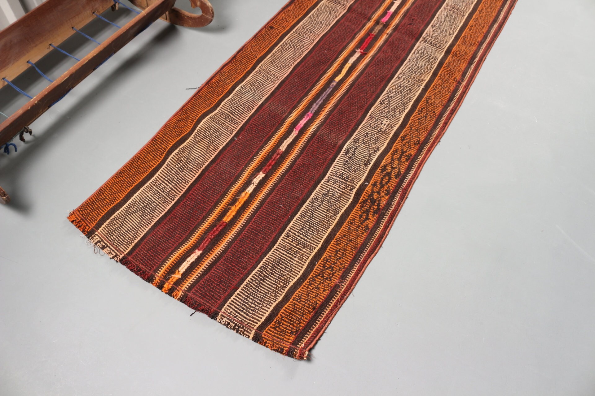 Nostaljik Kilim, Koridor Kilim, Yolluk Kilim, Koridor Kilim, Mutfak Kilim, 82x275 cm Yolluk Kilim, Uşak Kilim, Kırmızı Uşak Kilim