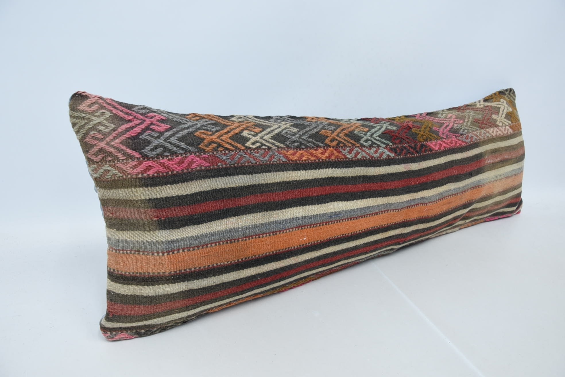 Outdoor Throw Cushion Cover, Vintage Kilim Pillow, Home Decor Pillow, Kilim Pillow, Designer Throw Cushion Case, 16"x48" Red Cushion Case