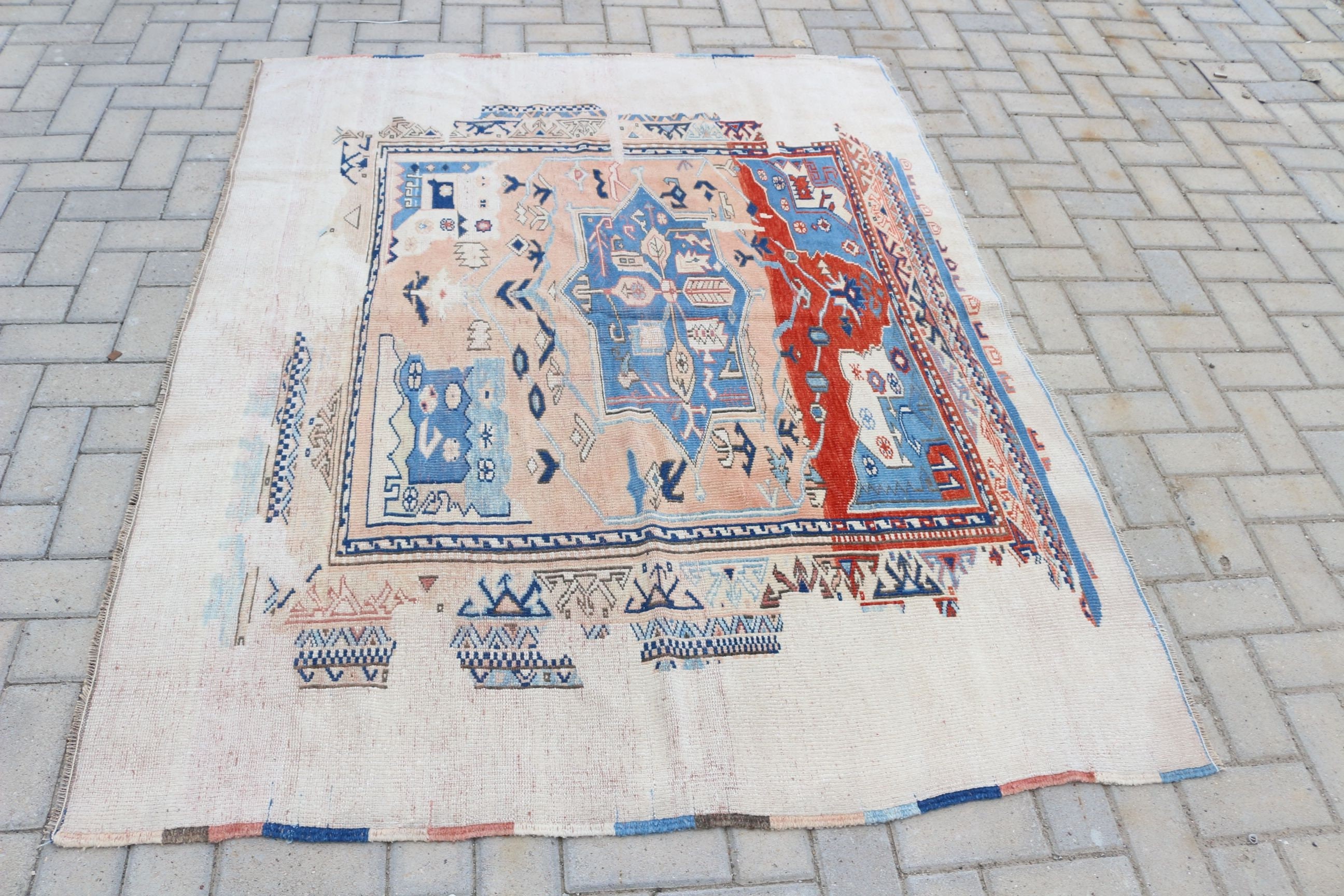 Turkish Rugs, Beige Kitchen Rug, Bedroom Rugs, Vintage Rug, Nursery Rug, Oriental Rug, Boho Area Rug Rugs, 6.2x4.9 ft Area Rugs, Cool Rug