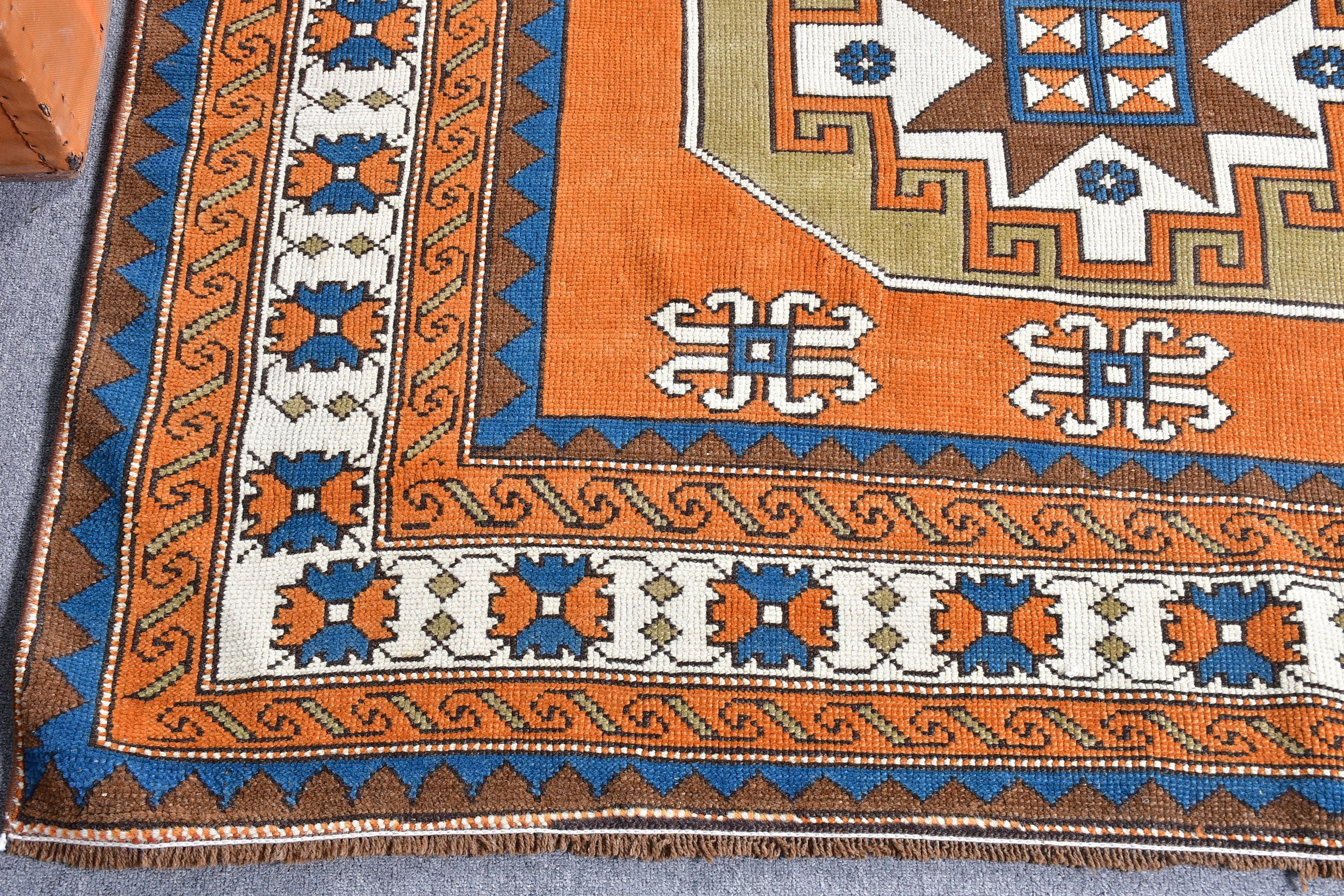 Dorm Rug, Orange Moroccan Rug, Nursery Rugs, Rugs for Area, 5x7 ft Area Rugs, Vintage Rugs, Home Decor Rug, Turkish Rug