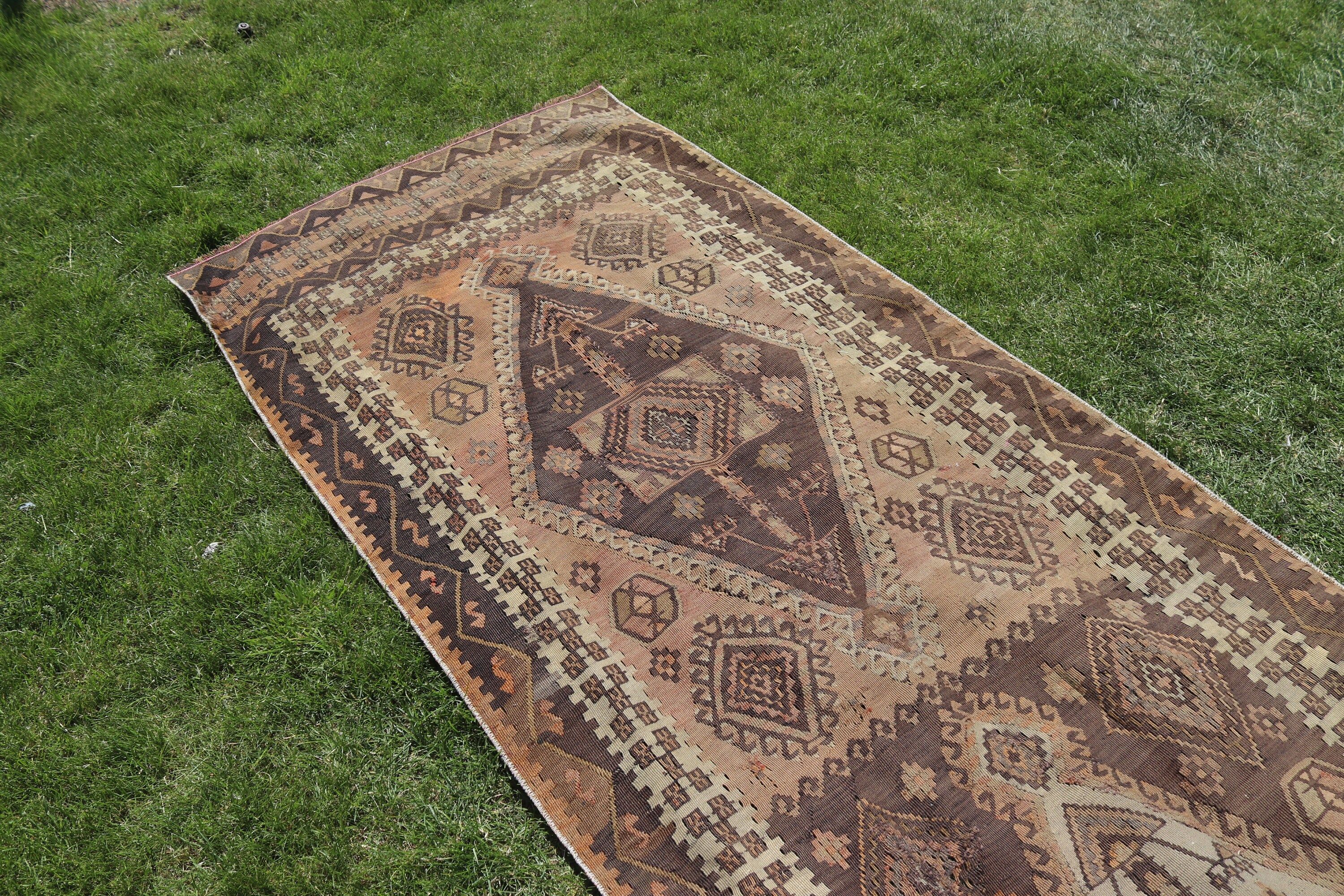 Koridor Halıları, Antika Halı, Vintage Halılar, Boho Halı, Yün Yolluk Halıları, Bej Açıklama Halısı, 3.4x14.2 ft Yolluk Halıları, Türk Halıları, Kilim