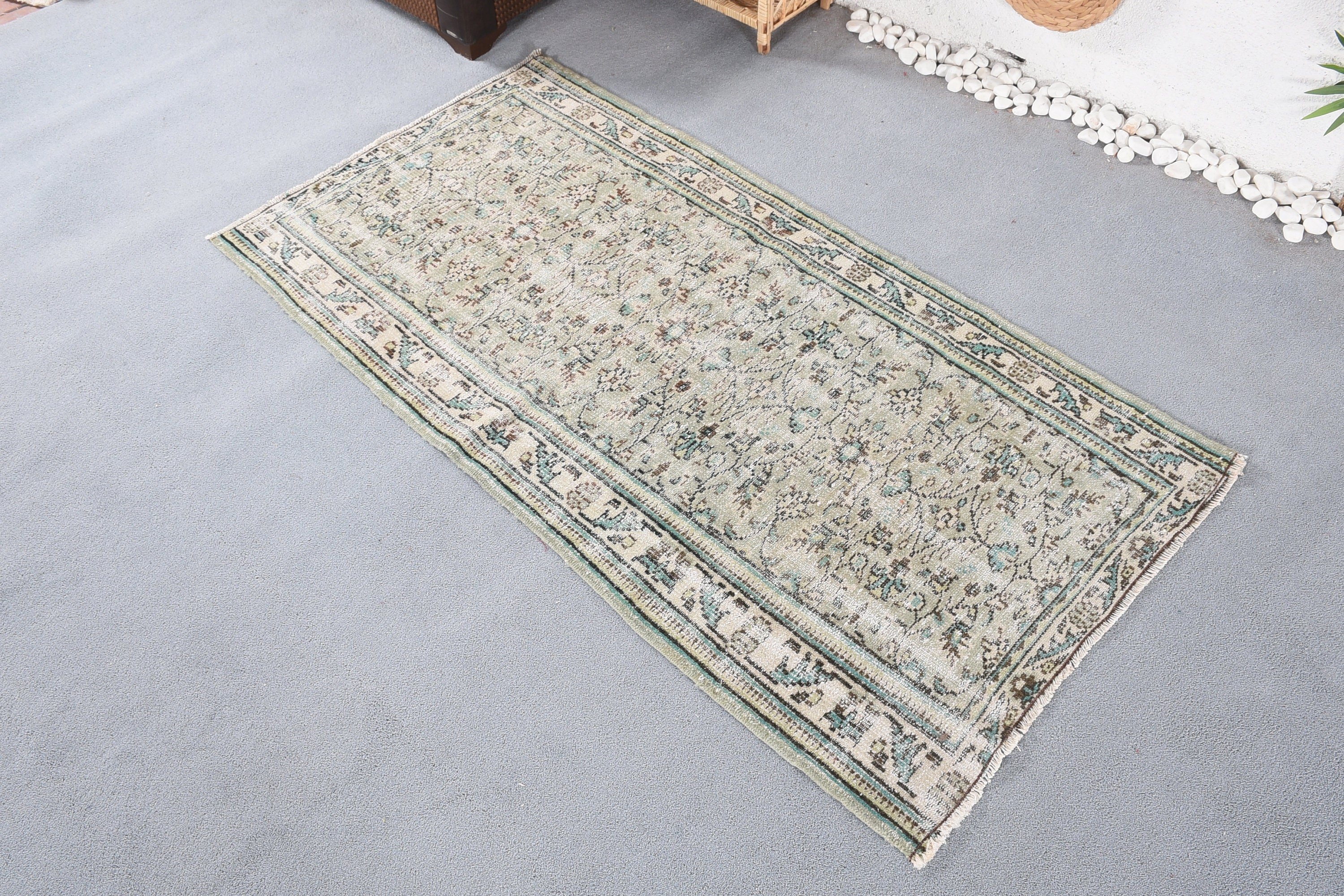 Nursery Rug, 3.3x6.3 ft Accent Rugs, Bedroom Rug, Old Rug, Vintage Rug, Green Kitchen Rug, Kitchen Rug, Anatolian Rugs, Turkish Rugs