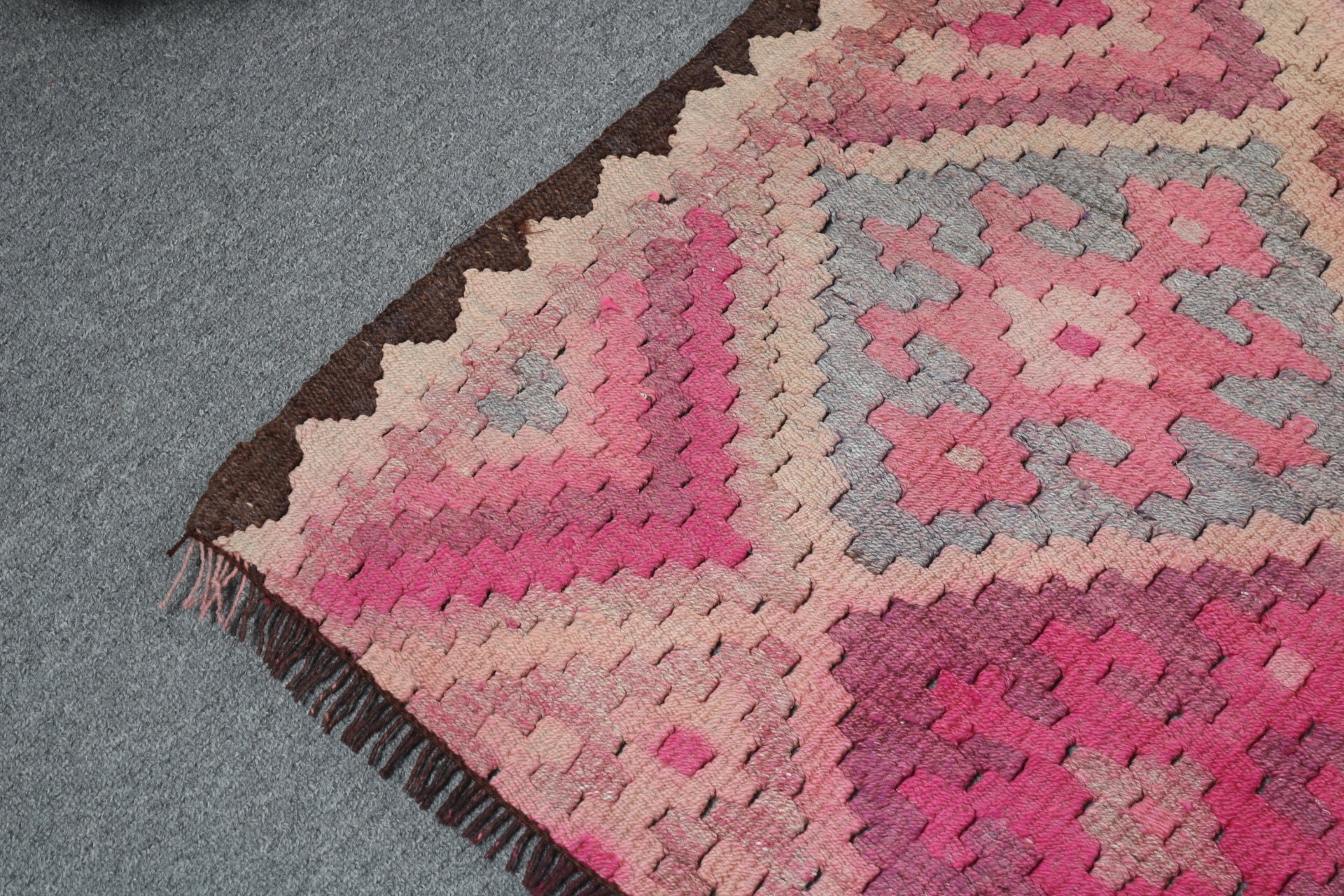 Geometric Rug, 2.9x9 ft Runner Rug, Vintage Runner Rugs, Rugs for Kitchen, Vintage Rugs, Pink Cool Rugs, Anatolian Rug, Turkish Rugs