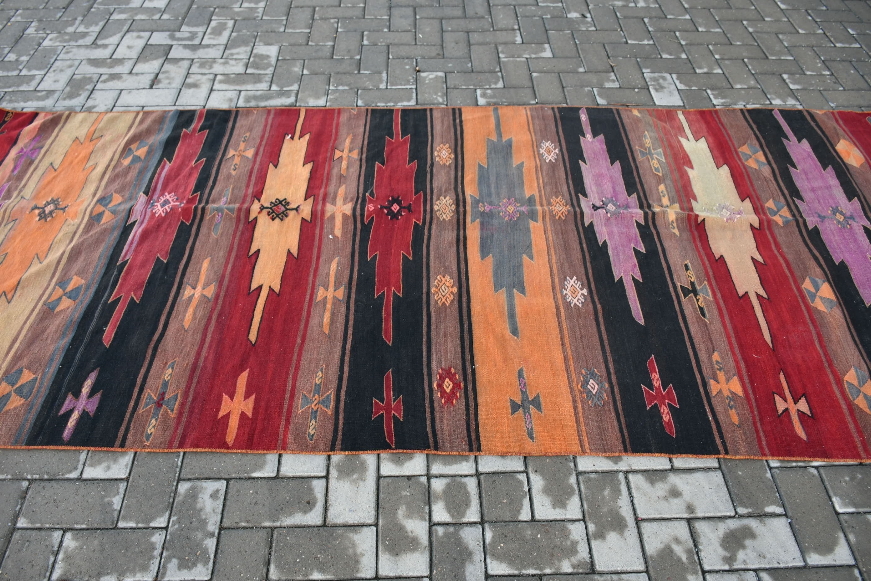 4x10.2 ft Runner Rugs, Tribal Rug, Kilim, Vintage Rugs, Kitchen Rug, Corridor Rug, Turkish Rug, Bedroom Rug, Red Floor Rugs