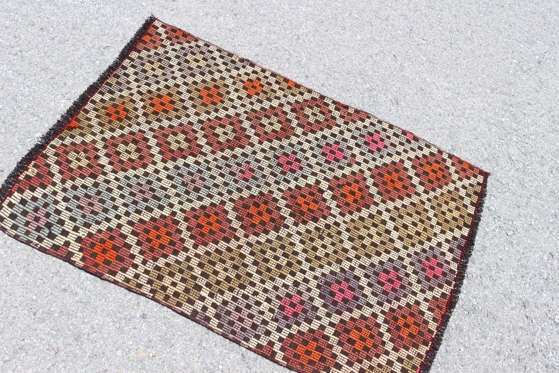 Nostaljik Kilim, Uşak Kilim, Banyo Kilim, 81x115 cm Küçük Kilim, Kahverengi Yatak odası Kilim, Yatak odası Kilim, Mutfak Kilim