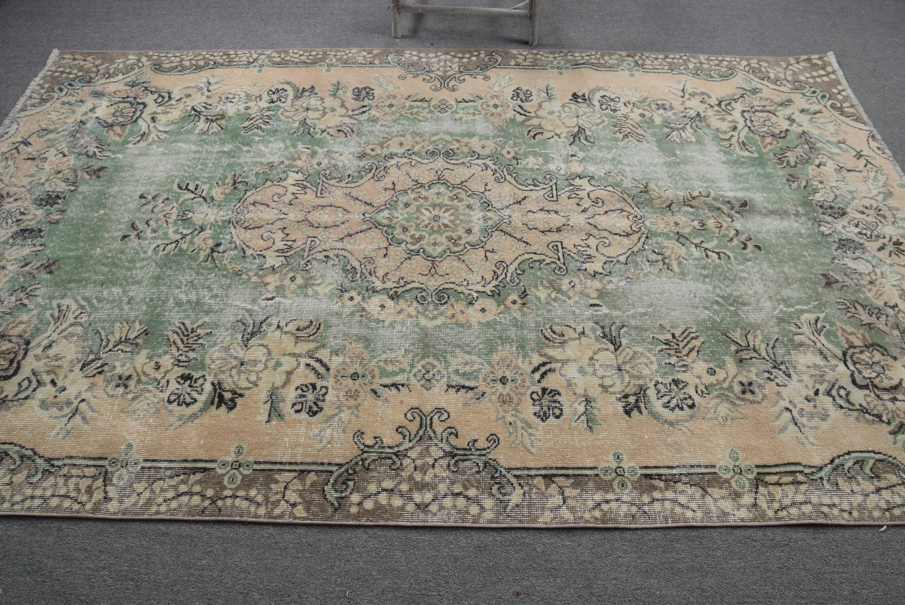 Türk Halısı, Yeşil Ev Dekor Halıları, 5.5x8.7 ft Büyük Halılar, Oturma Odası Halısı, Ev Dekor Halısı, Vintage Halı, Salon Halısı, Fas Halıları, Eski Halı