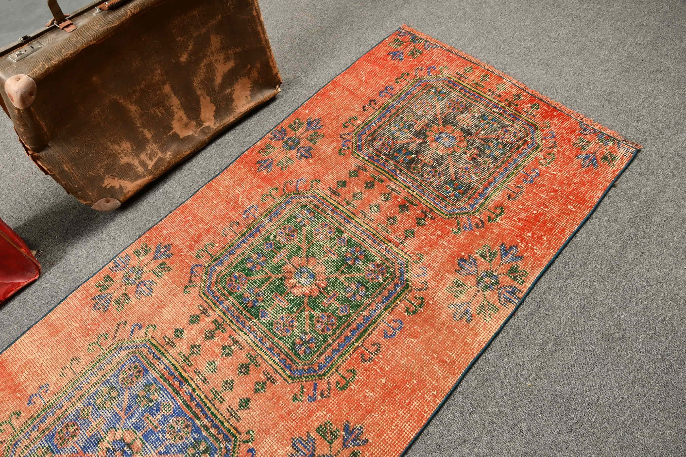 Vintage Rug, 3x8.1 ft Runner Rug, Rugs for Hallway, Cool Rug, Hallway Rug, Red Floor Rug, Art Rug, Turkish Rug, Stair Rug