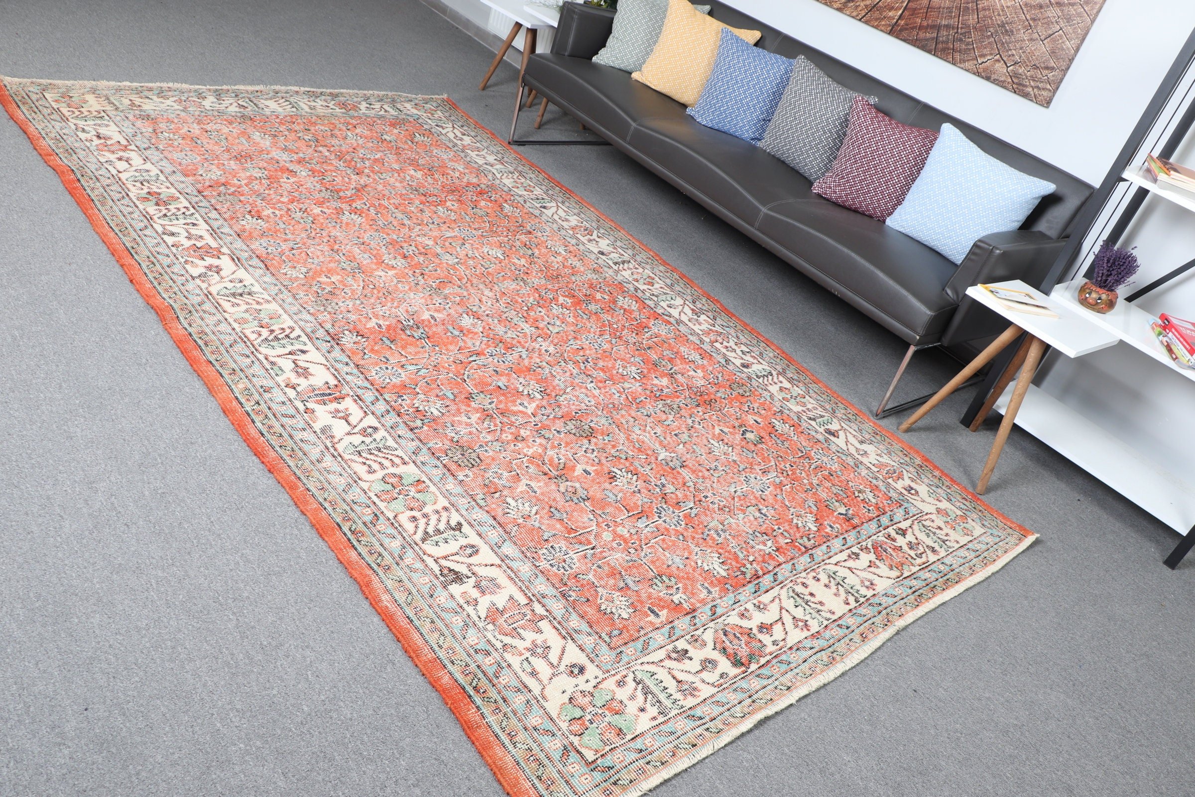 5.7x9.8 ft Large Rugs, Bedroom Rug, Salon Rug, Anatolian Rug, Vintage Rugs, Turkish Rug, Ethnic Rug, Orange Home Decor Rug, Oriental Rug