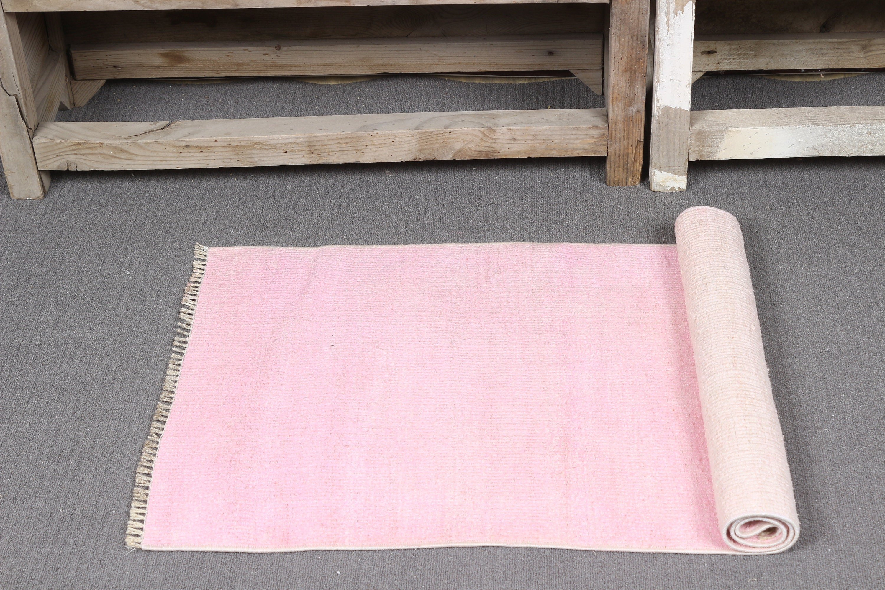 Wool Rug, Turkish Rug, Nursery Rug, 1.6x3.6 ft Small Rugs, Rugs for Kitchen, Vintage Rugs, Bathroom Rugs, Bedroom Rug, Pink Anatolian Rugs