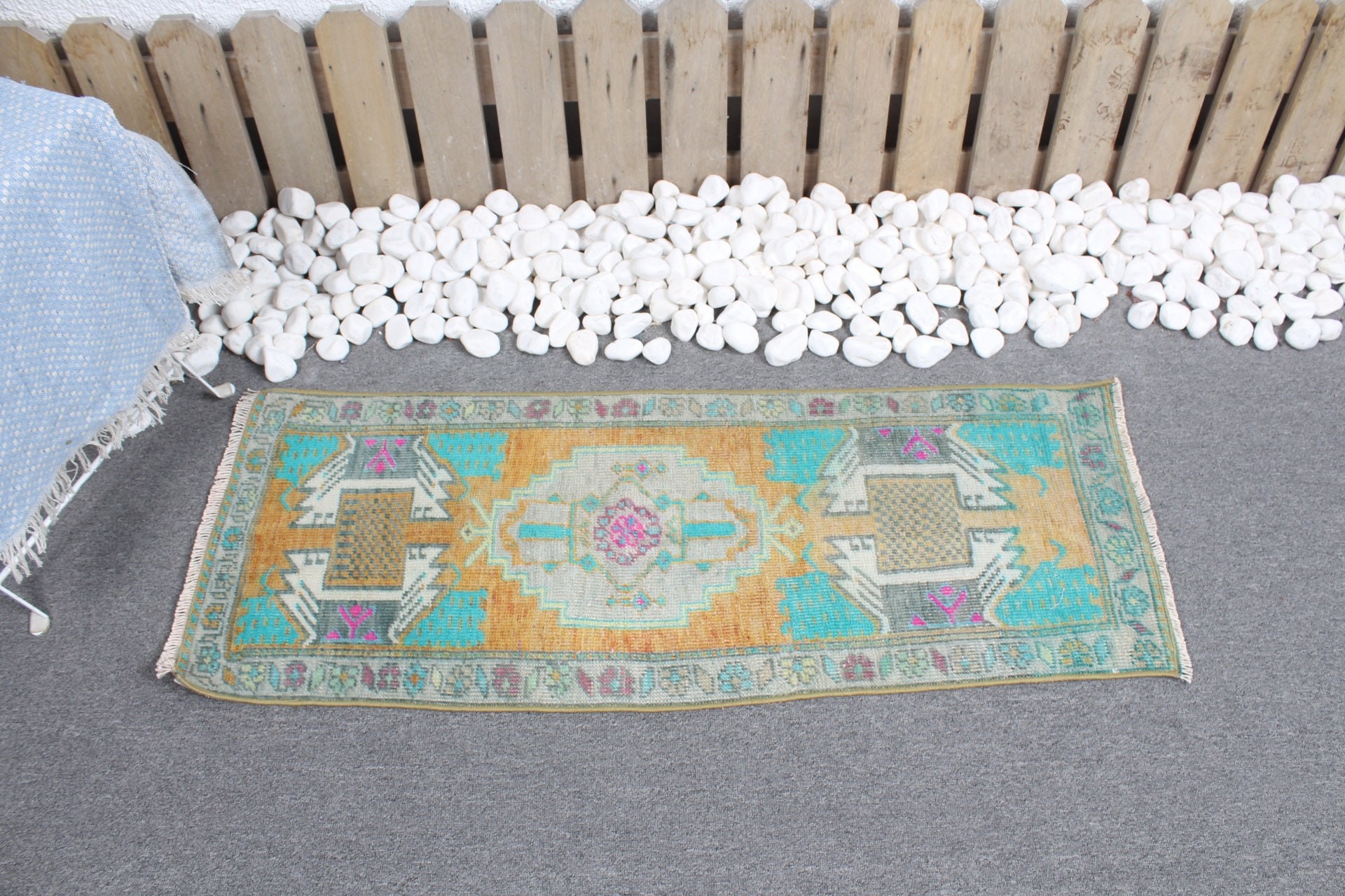 Turuncu Soğuk Halı, Mutfak Halısı, Duvara Asılı Halılar, Ev Dekorasyonu Halısı, Türk Halısı, Vintage Halı, 1.4x3.8 ft Küçük Halılar, Yurt Halısı