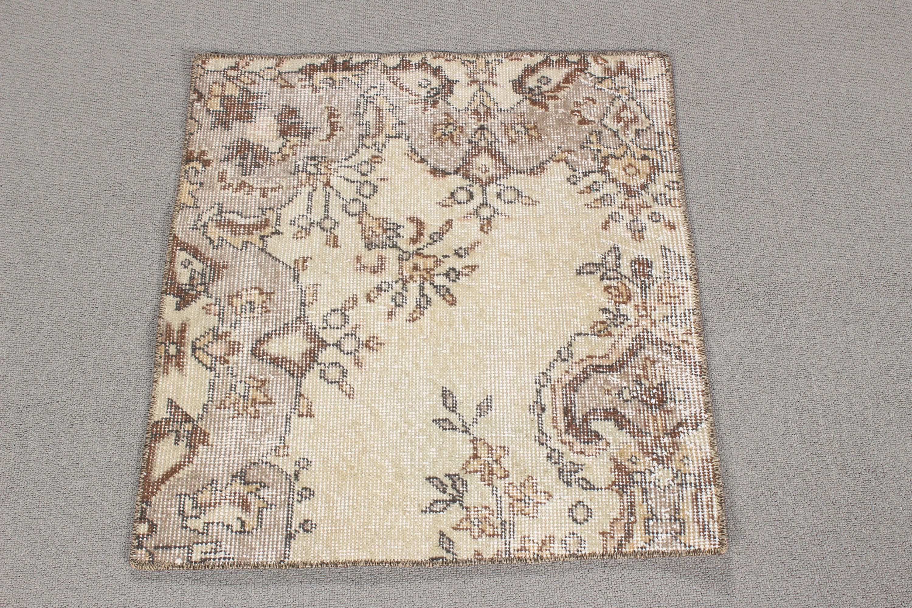 Duvara Asılı Halı, Vintage Halı, Havalı Halılar, Çocuk Halısı, Dış Mekan Halısı, Türk Halısı, 1.9x2.1 ft Küçük Halı, Bej Modern Halılar