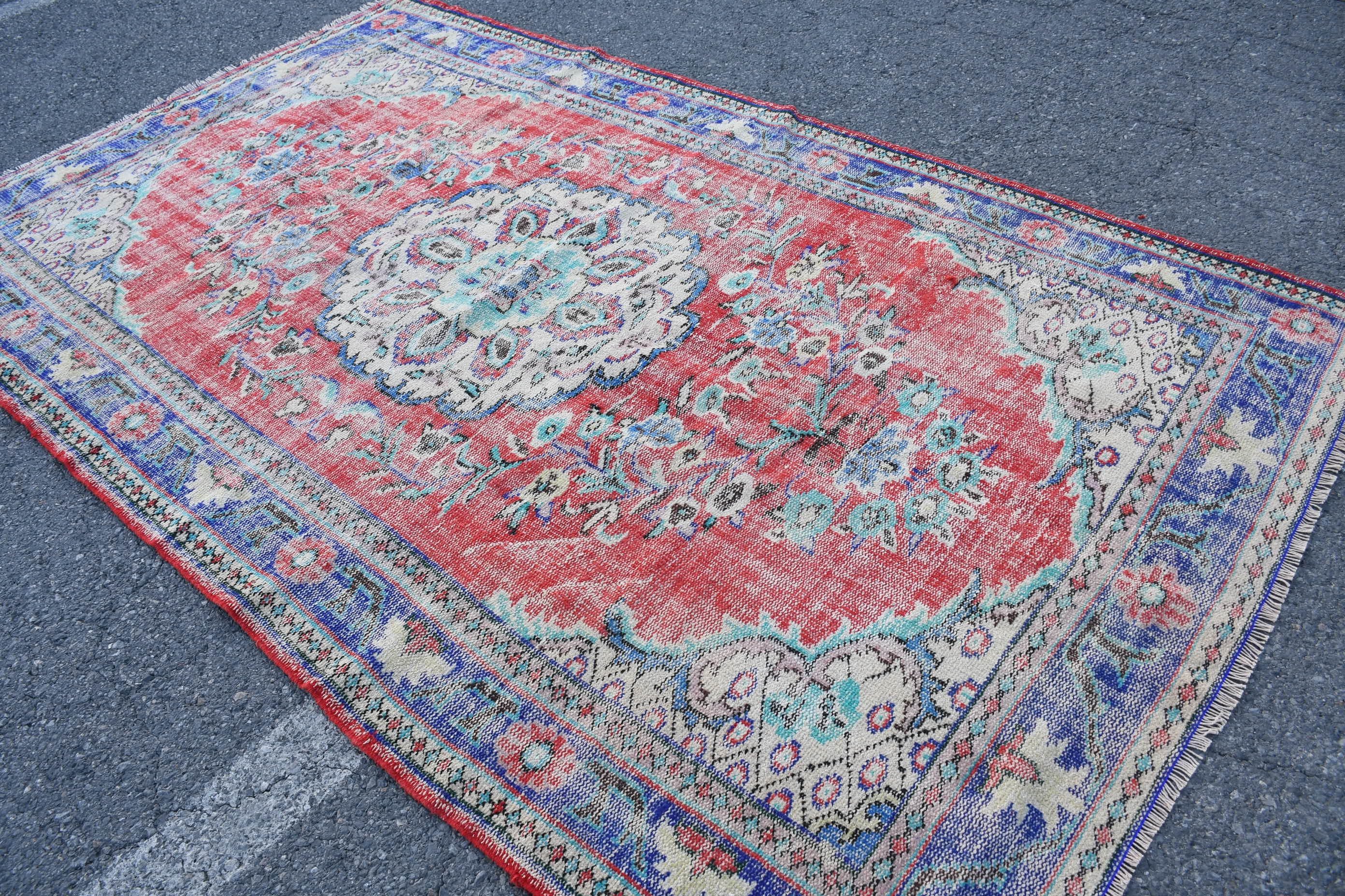 Antika Halı, Kırmızı Oryantal Halı, 6.1x9.8 ft Büyük Halılar, Türk Halısı, Vintage Halılar, Yemek Odası Halıları, Yatak Odası Halısı, Oturma Odası Halıları