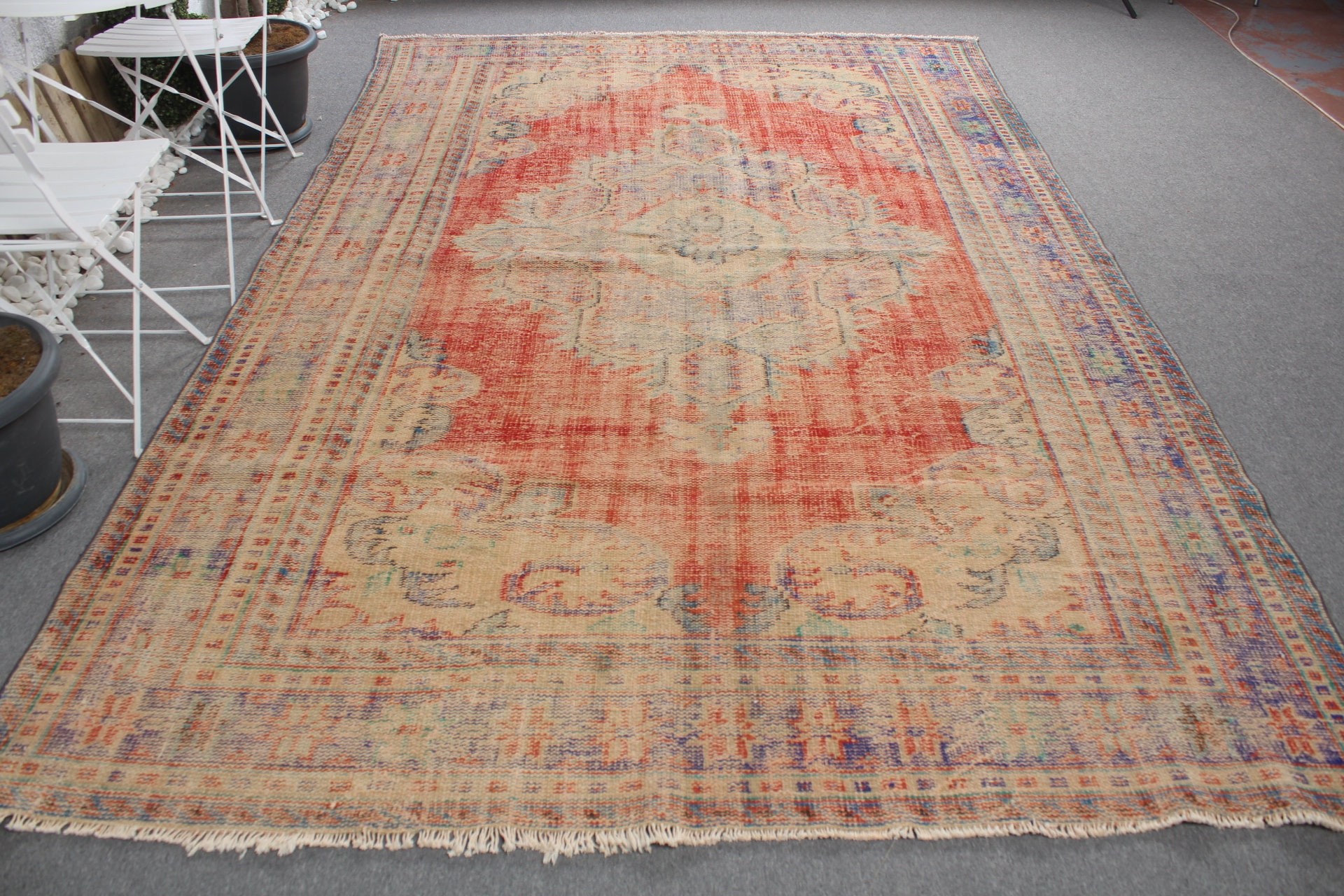 7.1x11.3 ft Oversize Rug, Vintage Rug, Oriental Rug, Red Cool Rug, Dining Room Rug, Rugs for Salon, Salon Rugs, Turkish Rugs, Bedroom Rugs