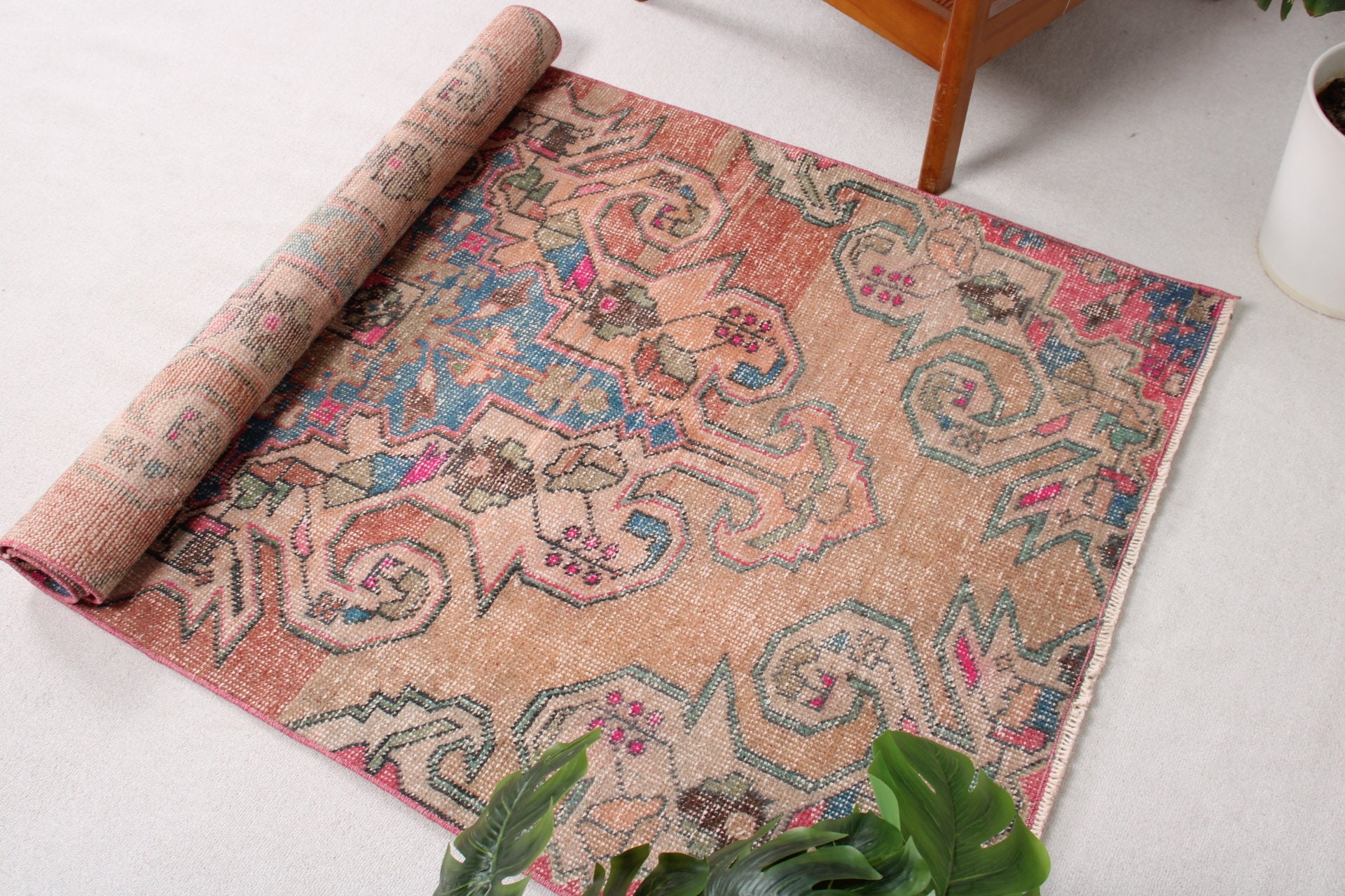 Living Room Rugs, Turkish Rugs, Home Decor Rugs, 3.6x6.7 ft Area Rugs, Pink Boho Rugs, Vintage Rug, Vintage Area Rugs