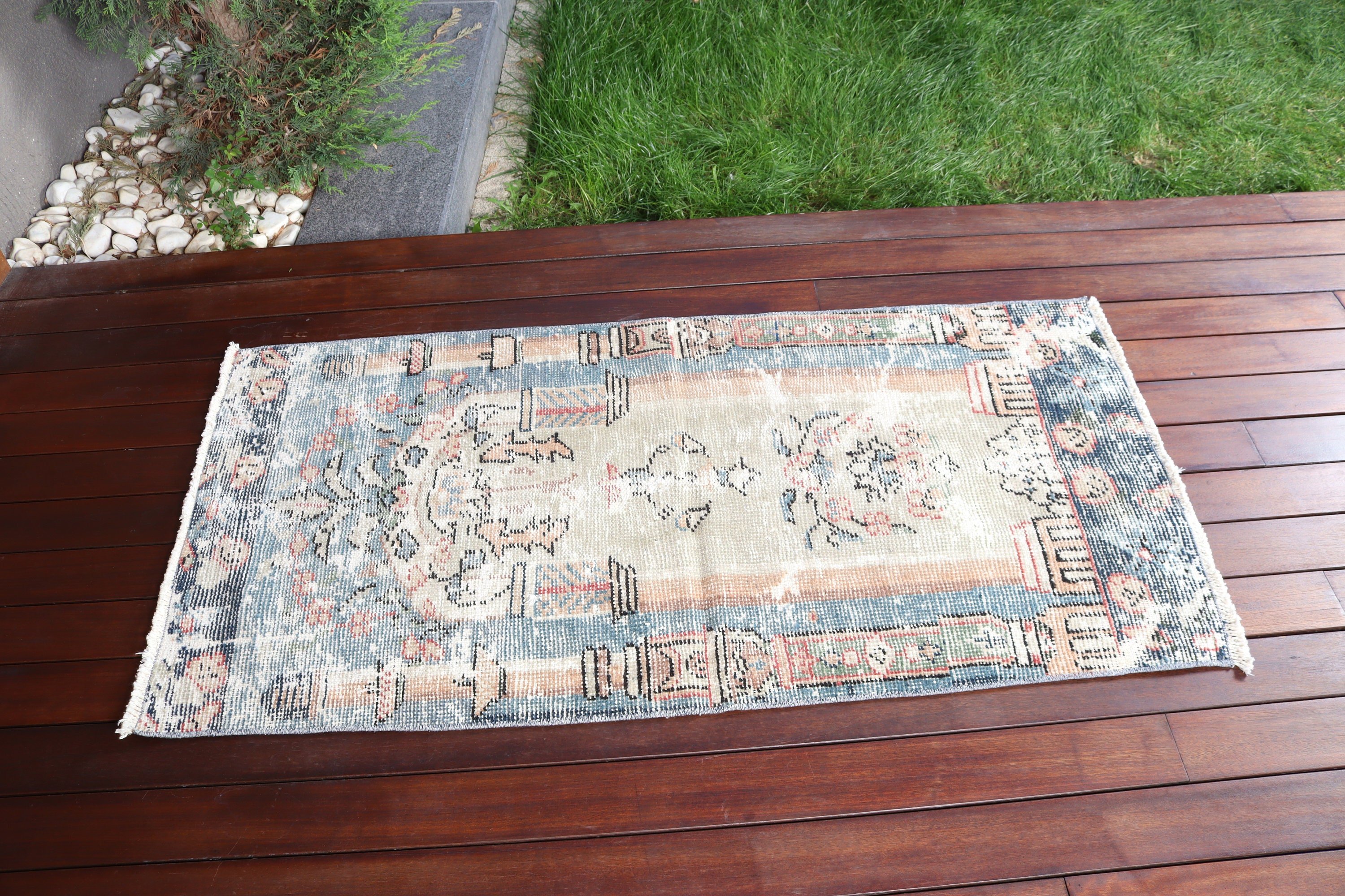 2.3x4.6 ft Küçük Halılar, Türk Halıları, Araba Paspas Halıları, Anadolu Halısı, Küçük Vintage Halı, Etnik Halı, Boho Halı, Mavi Düz Dokuma Halı, Vintage Halılar