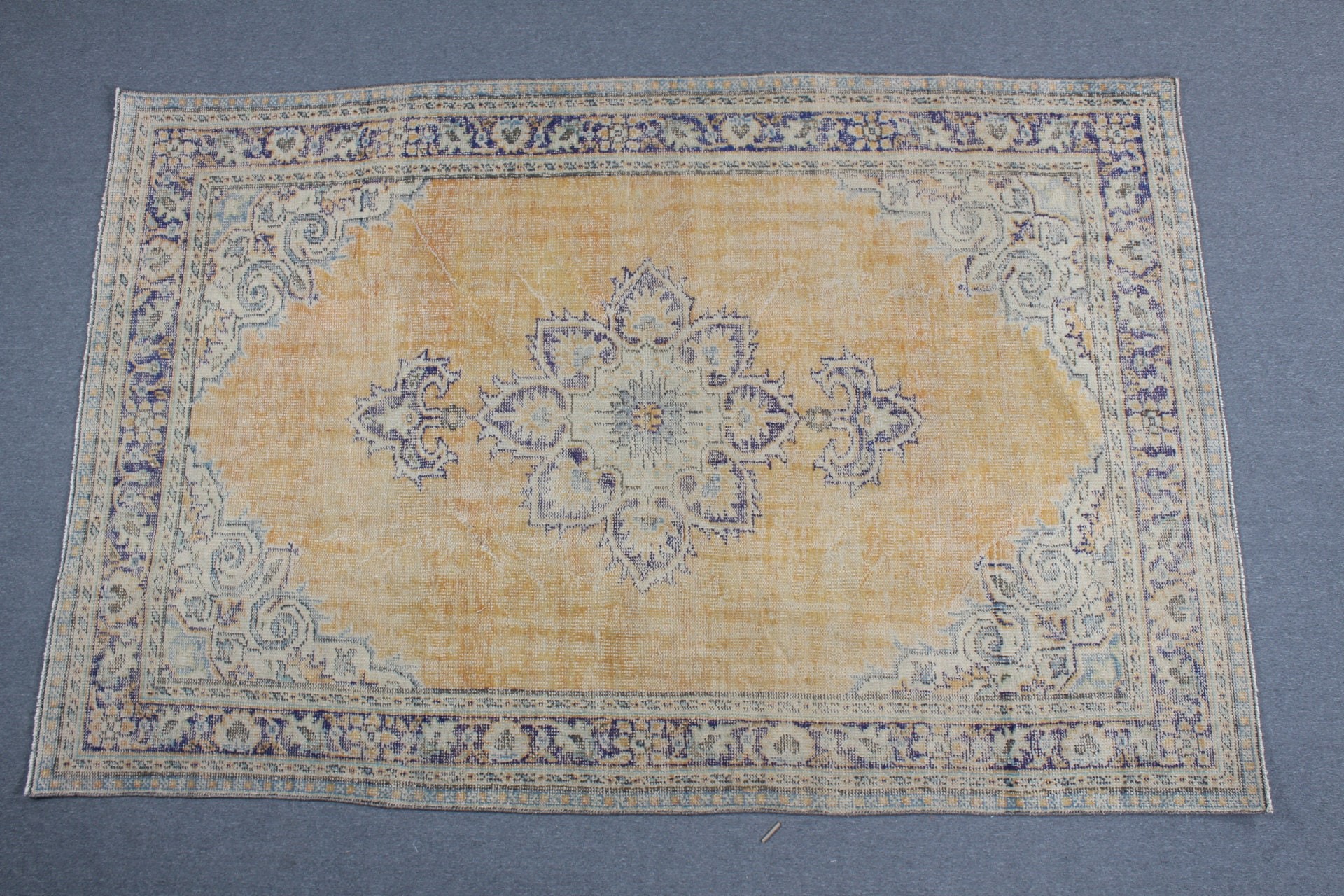 Aztek Halısı, Büyük Boho Halısı, 6,4x10,1 ft Büyük Halısı, Yatak Odası Halısı, Oushak Halıları, Vintage Halılar, Bildiri Halısı, Sarı El Dokuma Halısı, Türk Halısı