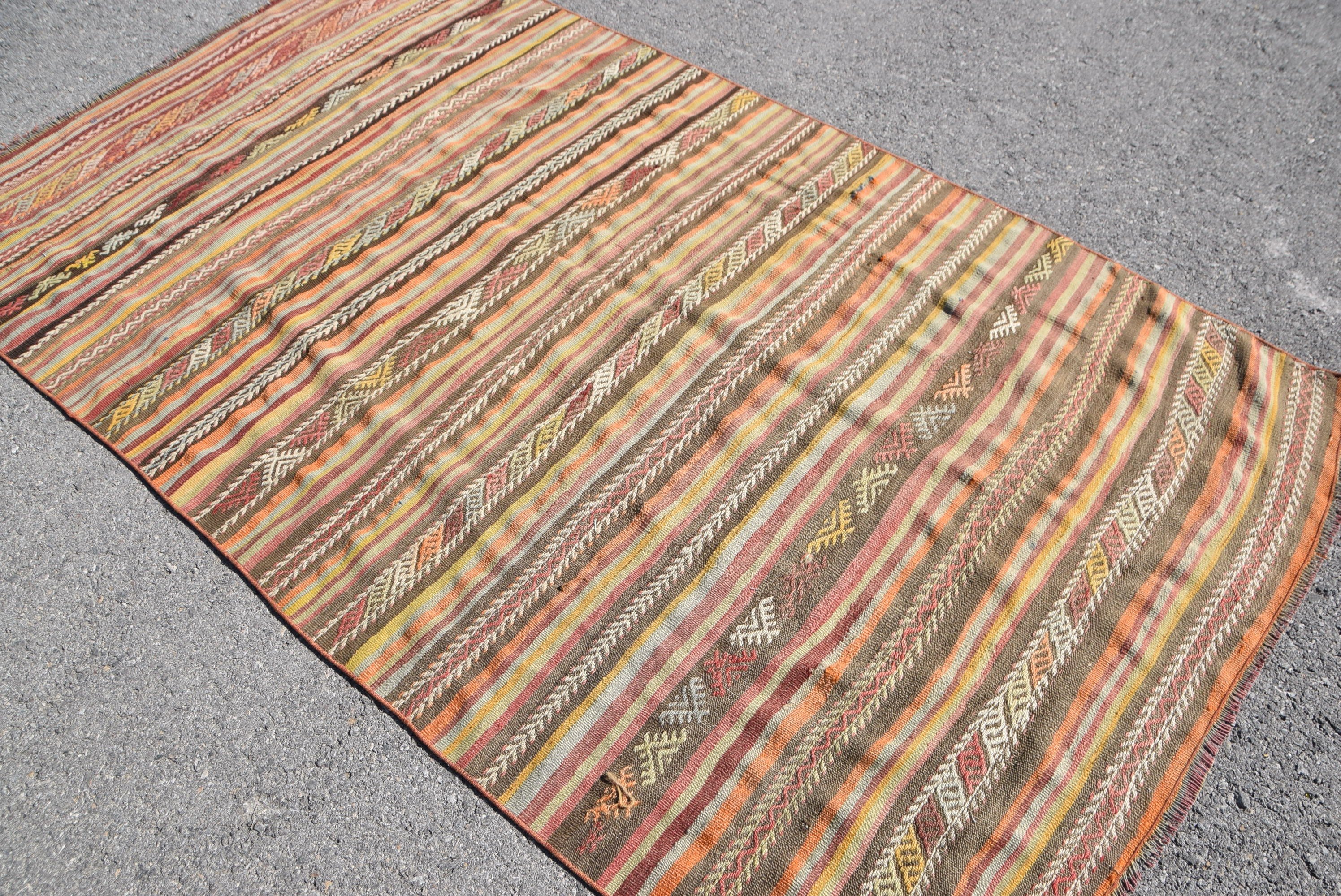 Vintage Halılar, Kırmızı Antika Halı, 4.4x7.5 ft Alan Halısı, Yer Halıları, Türk Halıları, Kilim, Oturma Odası Halısı, Oushak Halısı, Organik Halı, Oryantal Halı