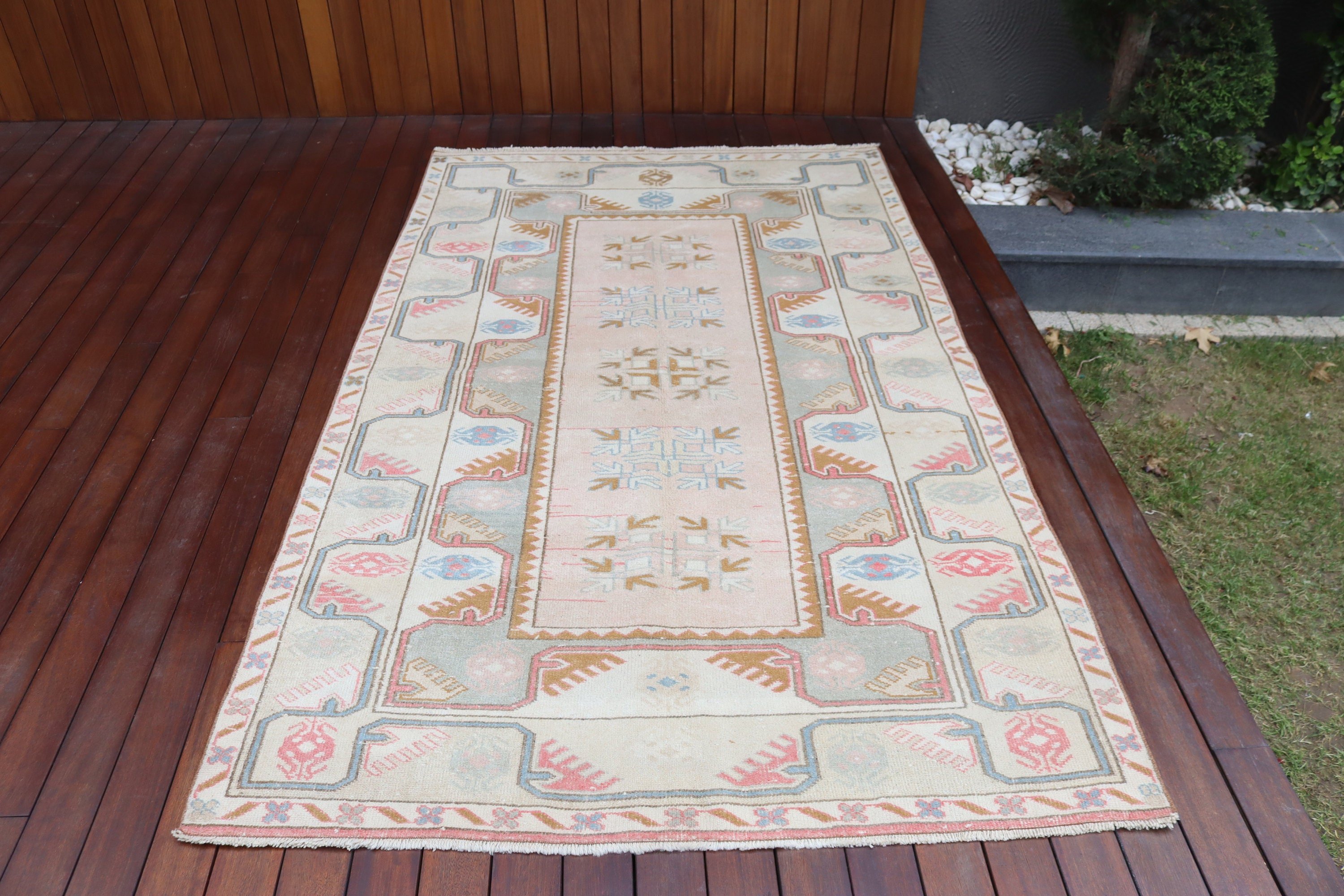 Anatolian Rug, Turkish Rugs, Dining Room Rug, Living Room Rugs, Floor Rug, Beige  4.4x7.3 ft Area Rugs, Vintage Rug, Boho Rugs