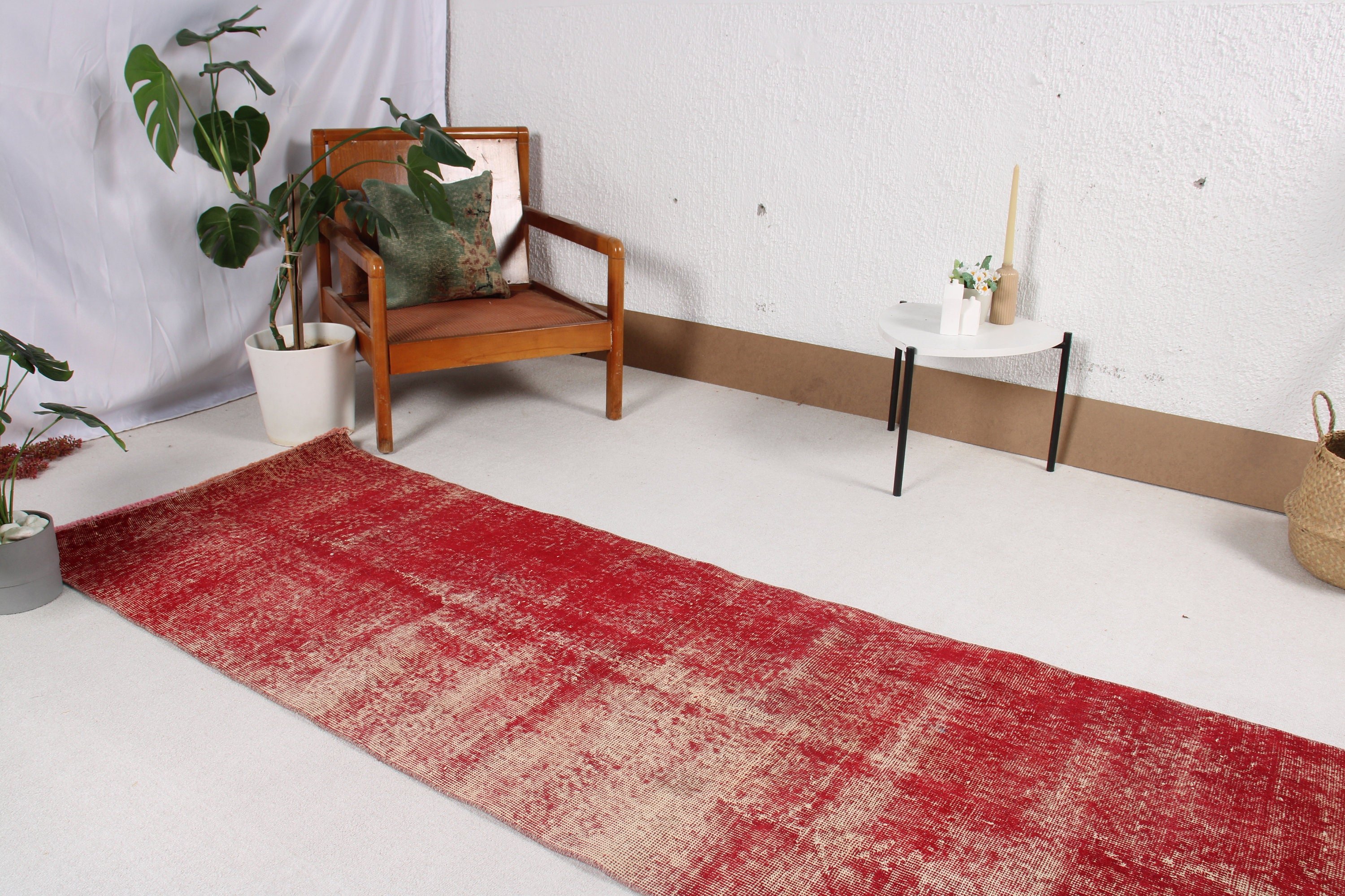 Turkish Rug, 2.7x9.7 ft Runner Rugs, Moroccan Rugs, Corridor Rugs, Red Bedroom Rug, Handwoven Rugs, Vintage Runner Rug, Vintage Rugs