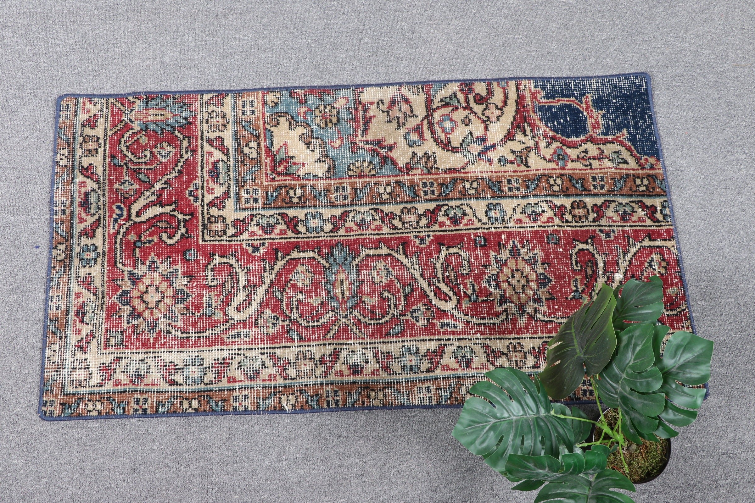 Rugs for Car Mat, Vintage Rug, Car Mat Rugs, Turkish Rug, Red  1.7x3.2 ft Small Rug, Oushak Rugs, Kitchen Rug