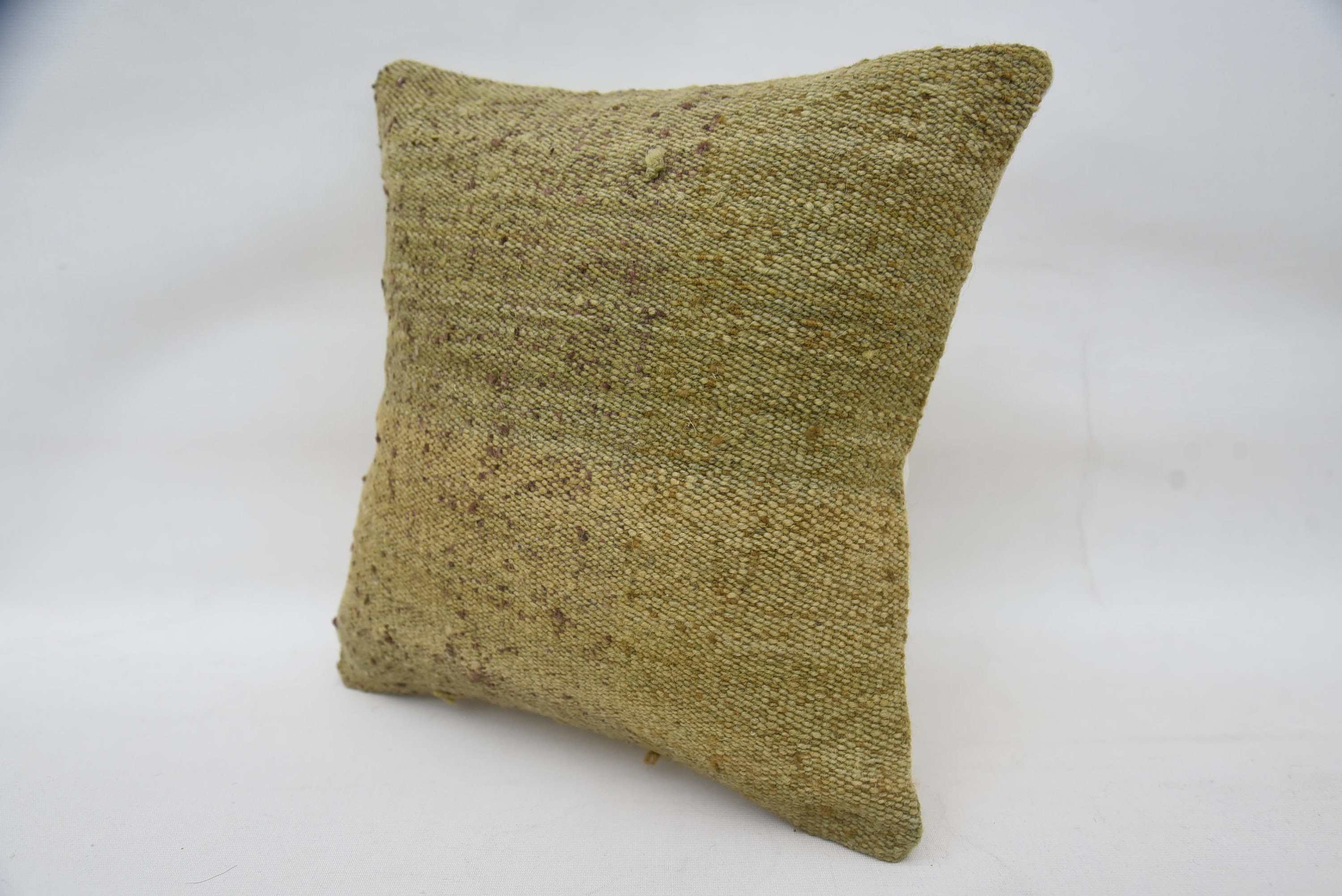 Knitted Cushion Cover, Ethnical Kilim Rug Pillow, Farmhouse Cushion, Handmade Kilim Cushion, 14"x14" Beige Pillow Cover, Home Decor Pillow