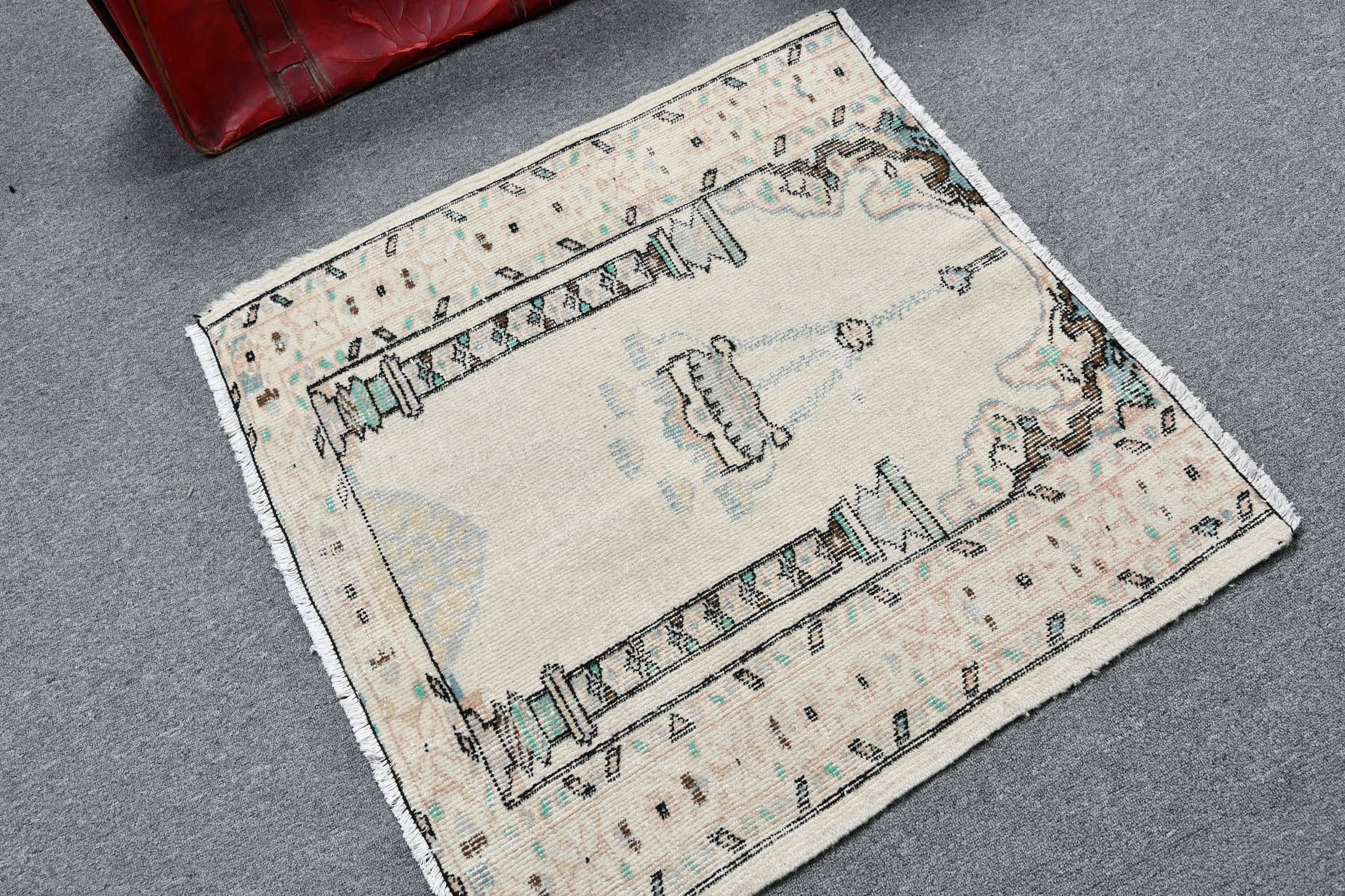Beige Moroccan Rug, Entry Rugs, Vintage Rugs, Car Mat Rug, Decorative Rugs, Kitchen Rug, Turkish Rug, Antique Rug, 2.9x2.8 ft Small Rugs