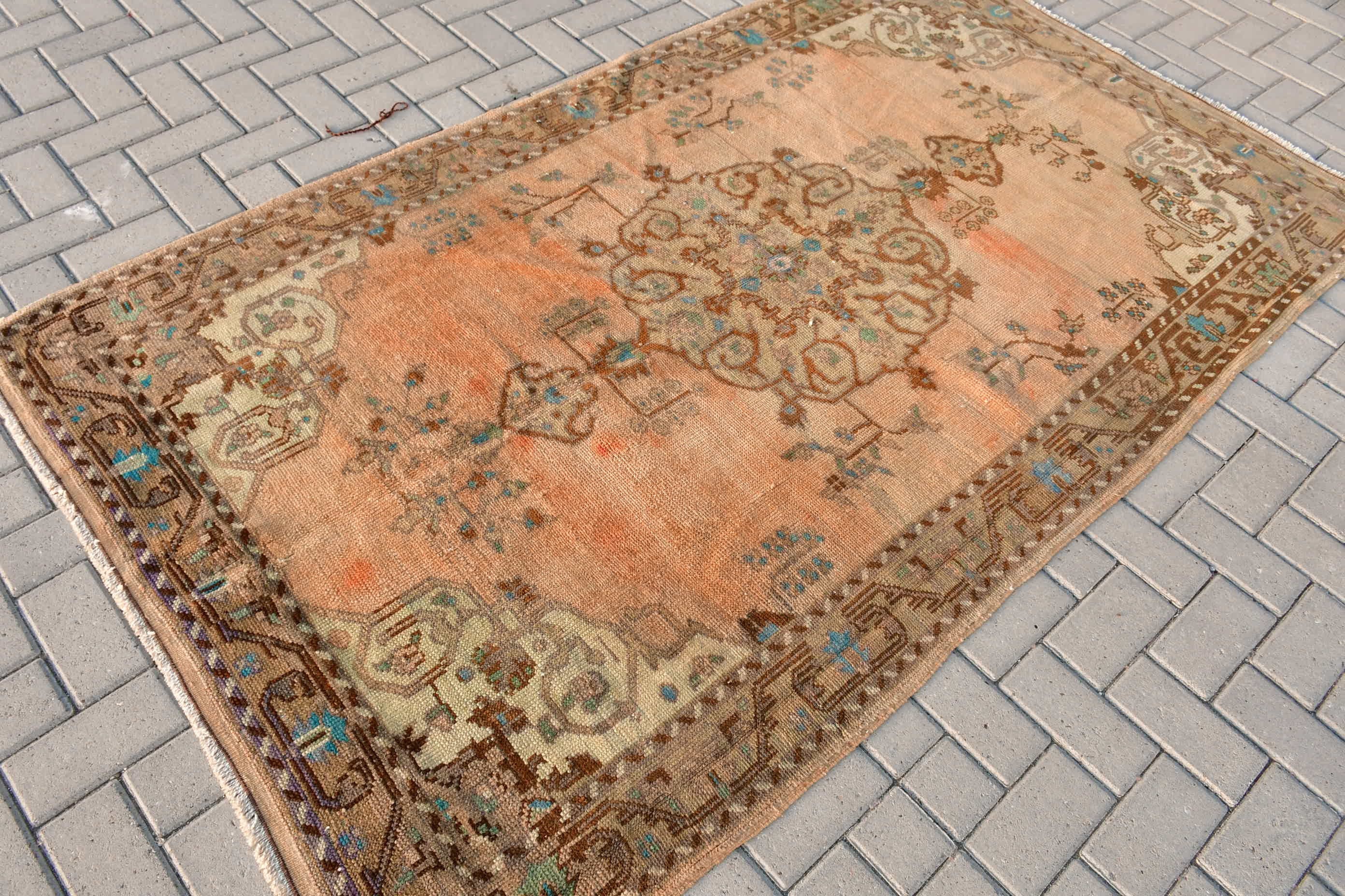 Cool Rug, Pastel Rug, Rugs for Living Room, Brown Floor Rug, Home Decor Rug, Turkish Rug, 4.4x7.6 ft Area Rug, Vintage Rug, Living Room Rug