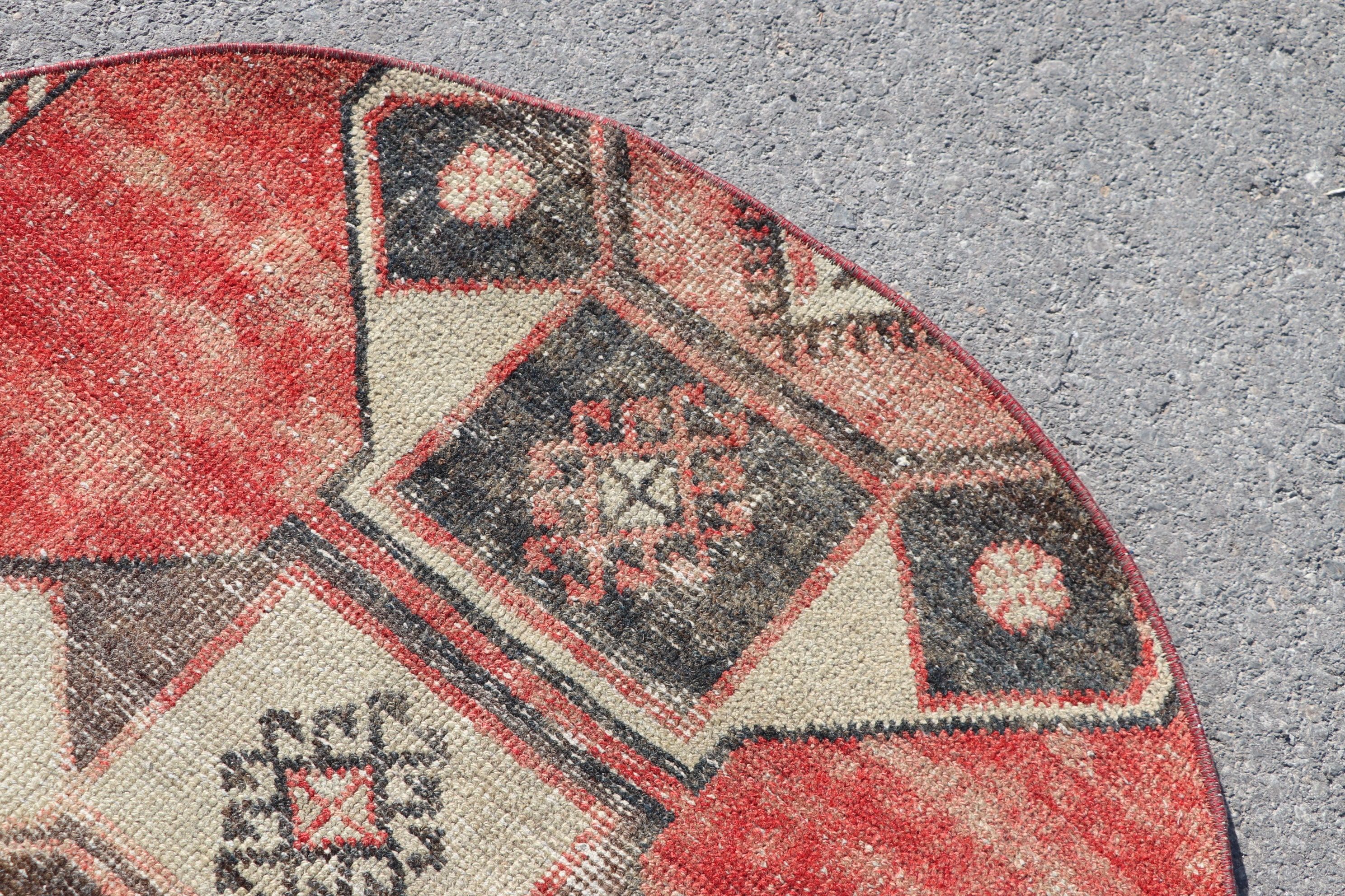 Entry Rug, Moroccan Rugs, Turkish Rug, Kitchen Rug, 3.5x3.5 ft Small Rug, Rugs for Door Mat, Antique Rugs, Vintage Rug, Red Moroccan Rugs