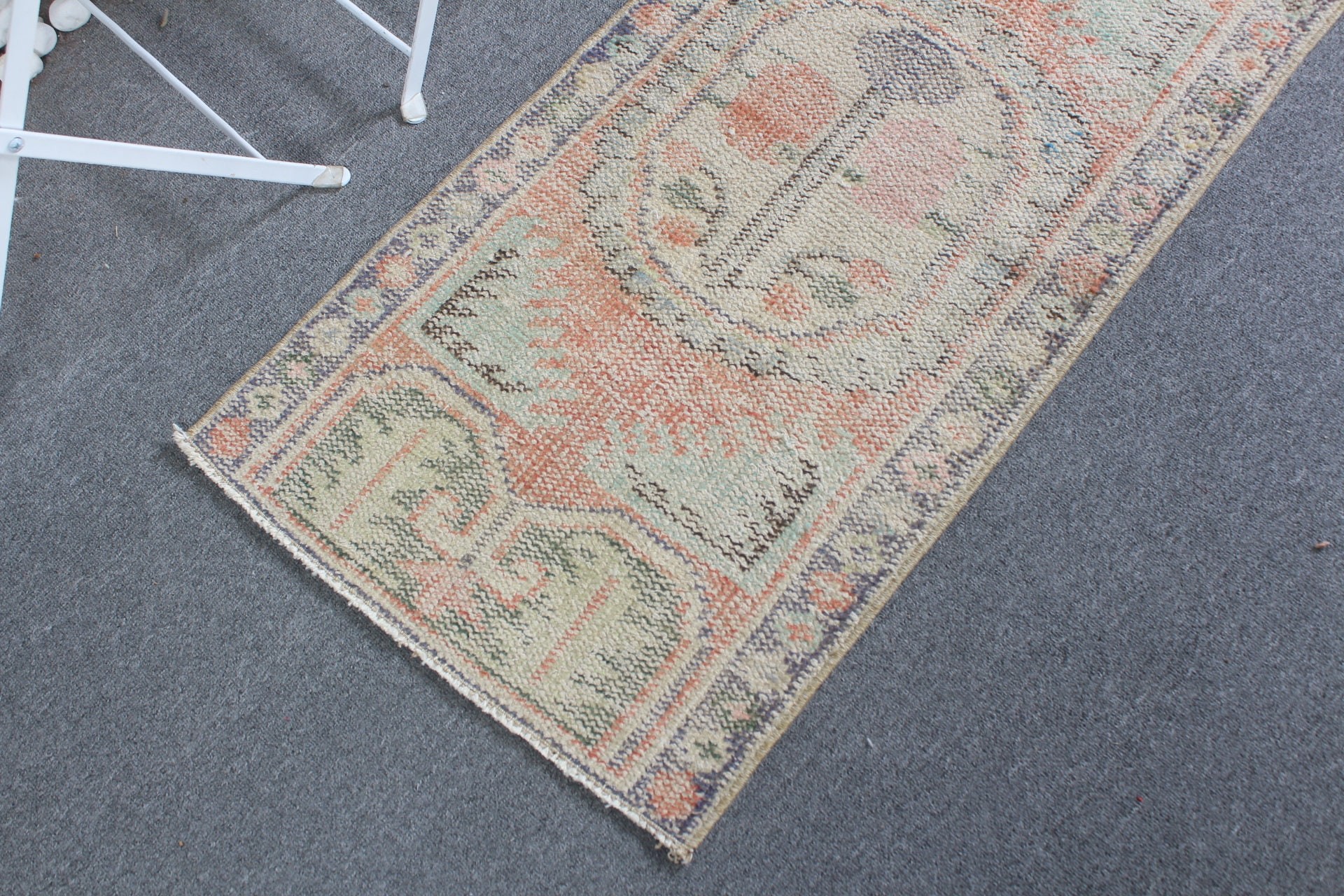 Oushak Rug, Orange Oushak Rug, Bathroom Rug, Wool Bath Mat Rug, Vintage Rugs, 1.8x3.6 ft Small Rug, Turkish Rug, Door Mat Rug