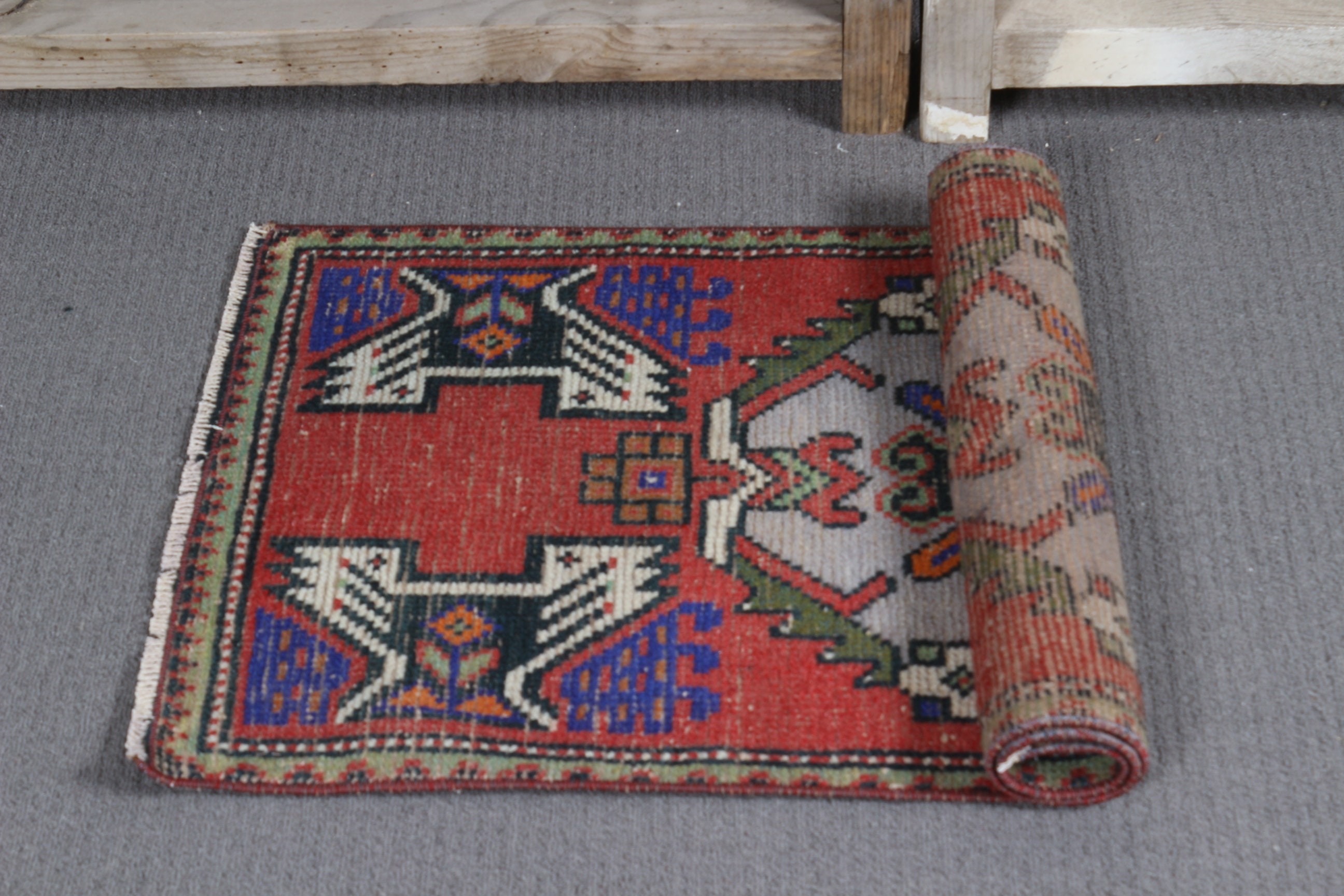 Floor Rug, 1.6x3.3 ft Small Rugs, Red Antique Rugs, Vintage Rug, Door Mat Rugs, Wall Hanging Rug, Turkish Rug, Antique Rugs