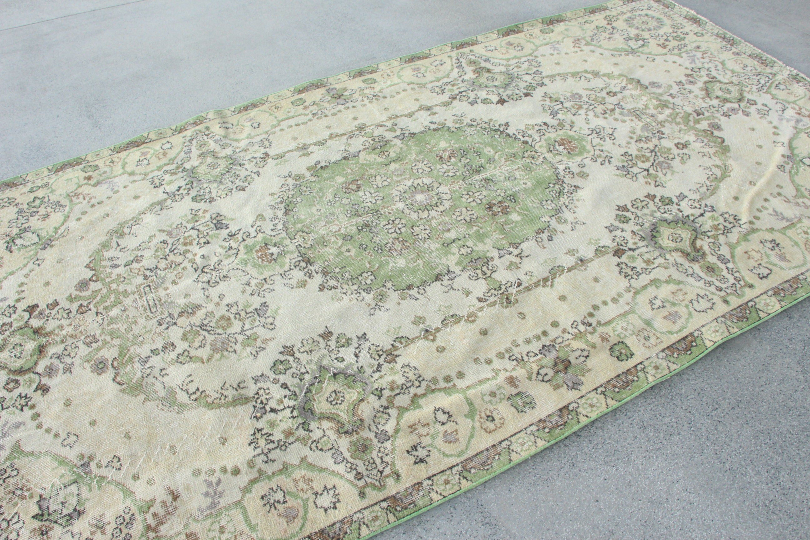 Bej Nötr Halı, Büyük Oushak Halı, Fas Halısı, Vintage Halılar, Türk Halıları, Büyük Boho Halıları, 5.2x10.1 ft Büyük Halı, Oushak Halıları