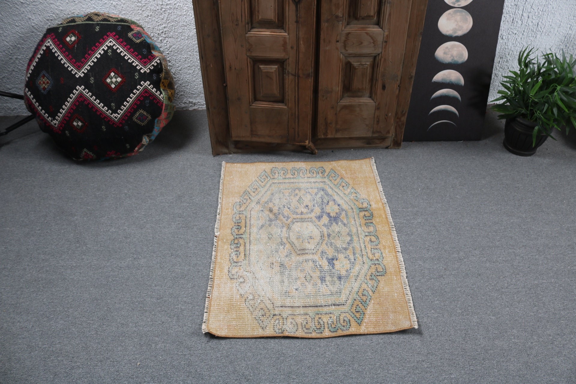 Lüks Halı, Küçük Boho Halılar, Turuncu Soğuk Halı, Vintage Halı, Giriş Halıları, Küçük Alan Halıları, Türk Halıları, Soğuk Halı, 2,9x2,1 ft Küçük Halılar