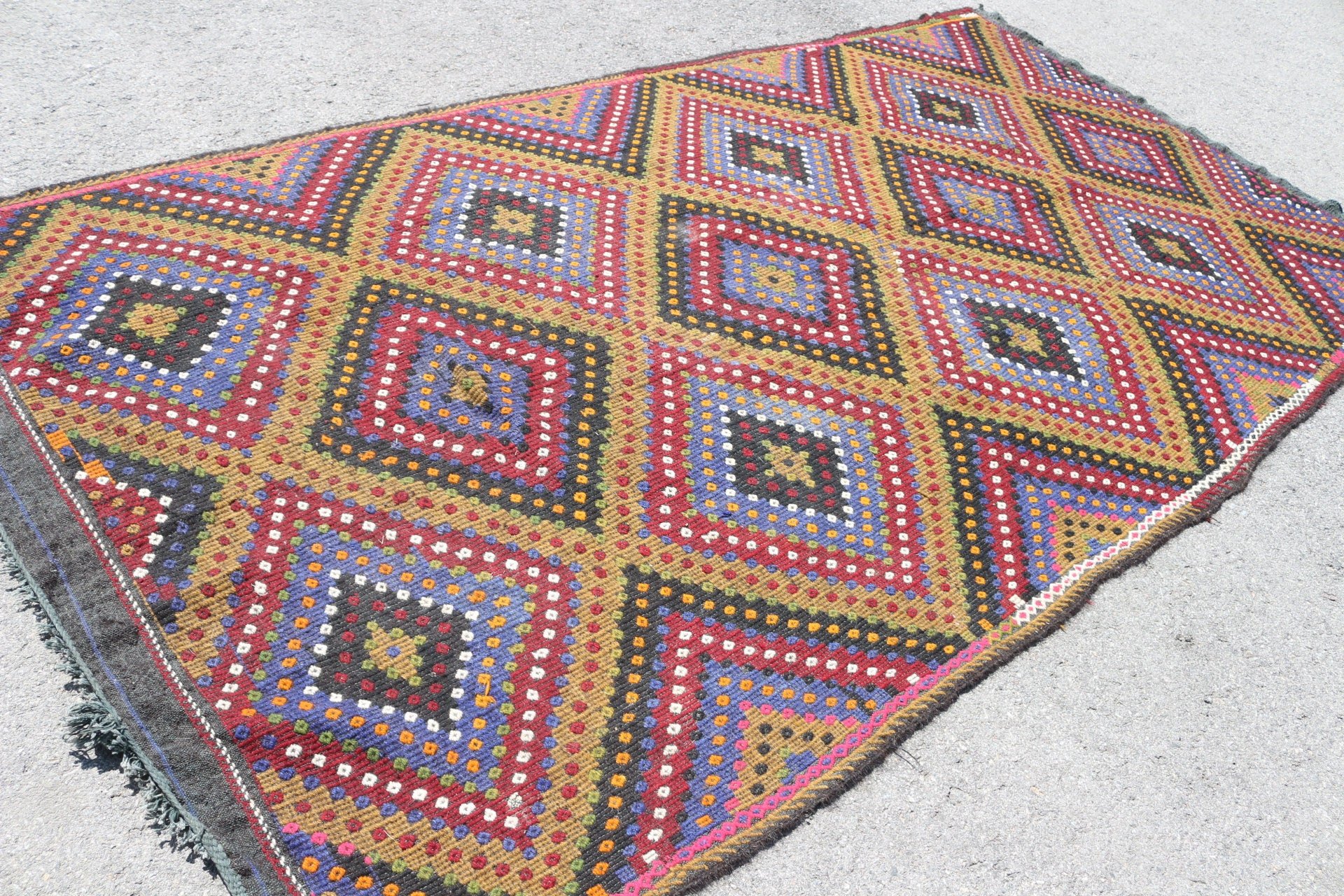 Kilim, Antika Halılar, Oturma Odası Halısı, Vintage Halı, Türk Halıları, Kırmızı Anadolu Halısı, Ev Dekor Halıları, 5.8x8.3 ft Büyük Halılar, Salon Halıları