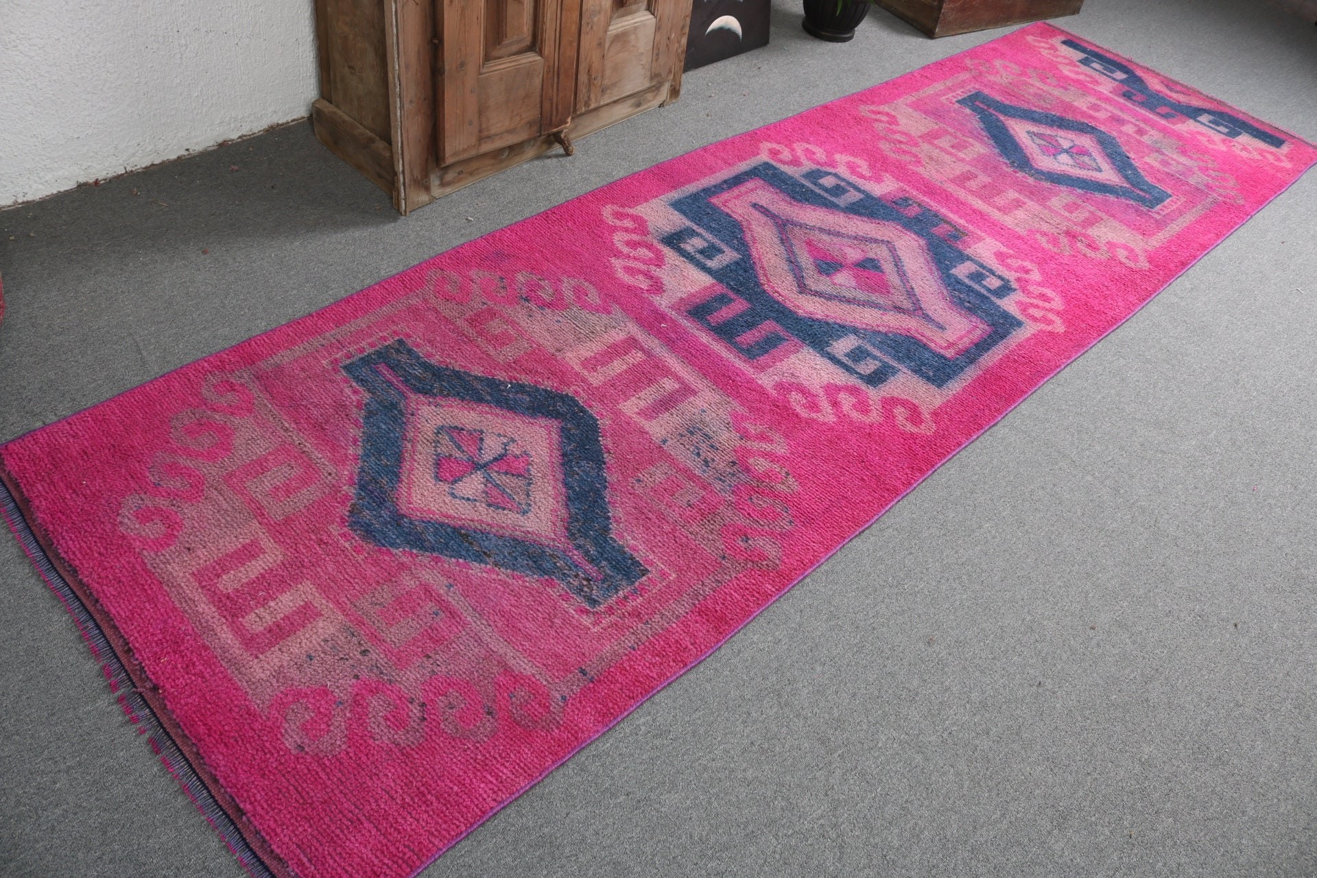 Beni Ourain Runner Rug, Pink Neutral Rugs, Turkish Rug, Kitchen Rugs, Boho Rugs, 3.1x10.7 ft Runner Rugs, Corridor Rugs, Vintage Rug