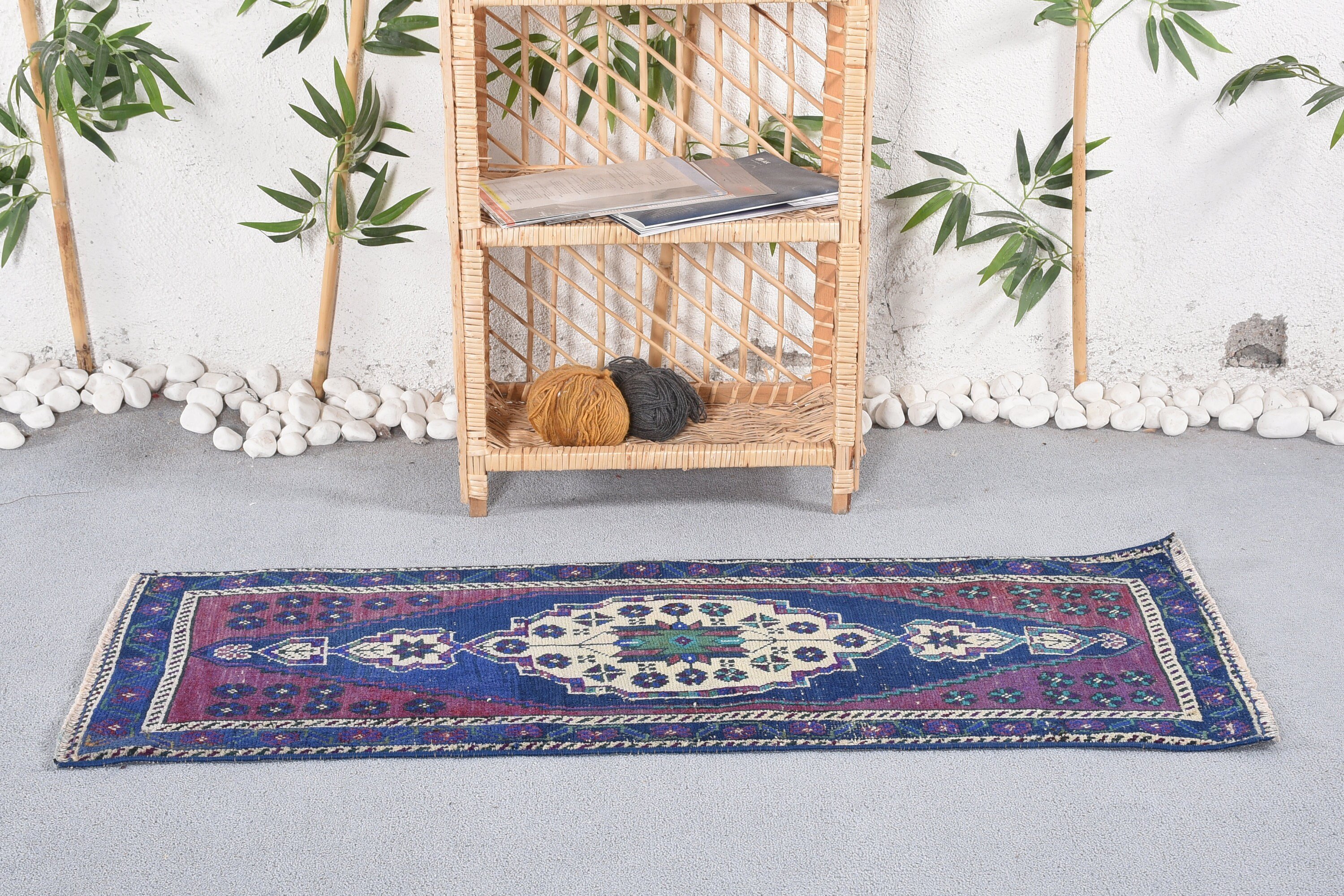 Antique Rug, Turkish Rug, Blue Bedroom Rugs, Anatolian Rug, 1.7x4.1 ft Small Rug, Vintage Rug, Entry Rug, Kitchen Rug, Rugs for Door Mat