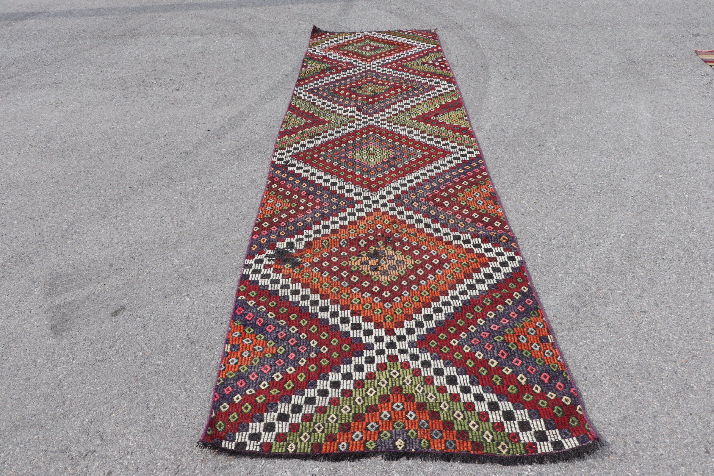 Vintage Halı, Merdiven Halıları, Kilim, Oryantal Halı, 3,5x12,6 ft Runner Halısı, Koridor Halıları, Havalı Halılar, Türk Halıları, Turuncu Ev Dekorasyonu Halısı