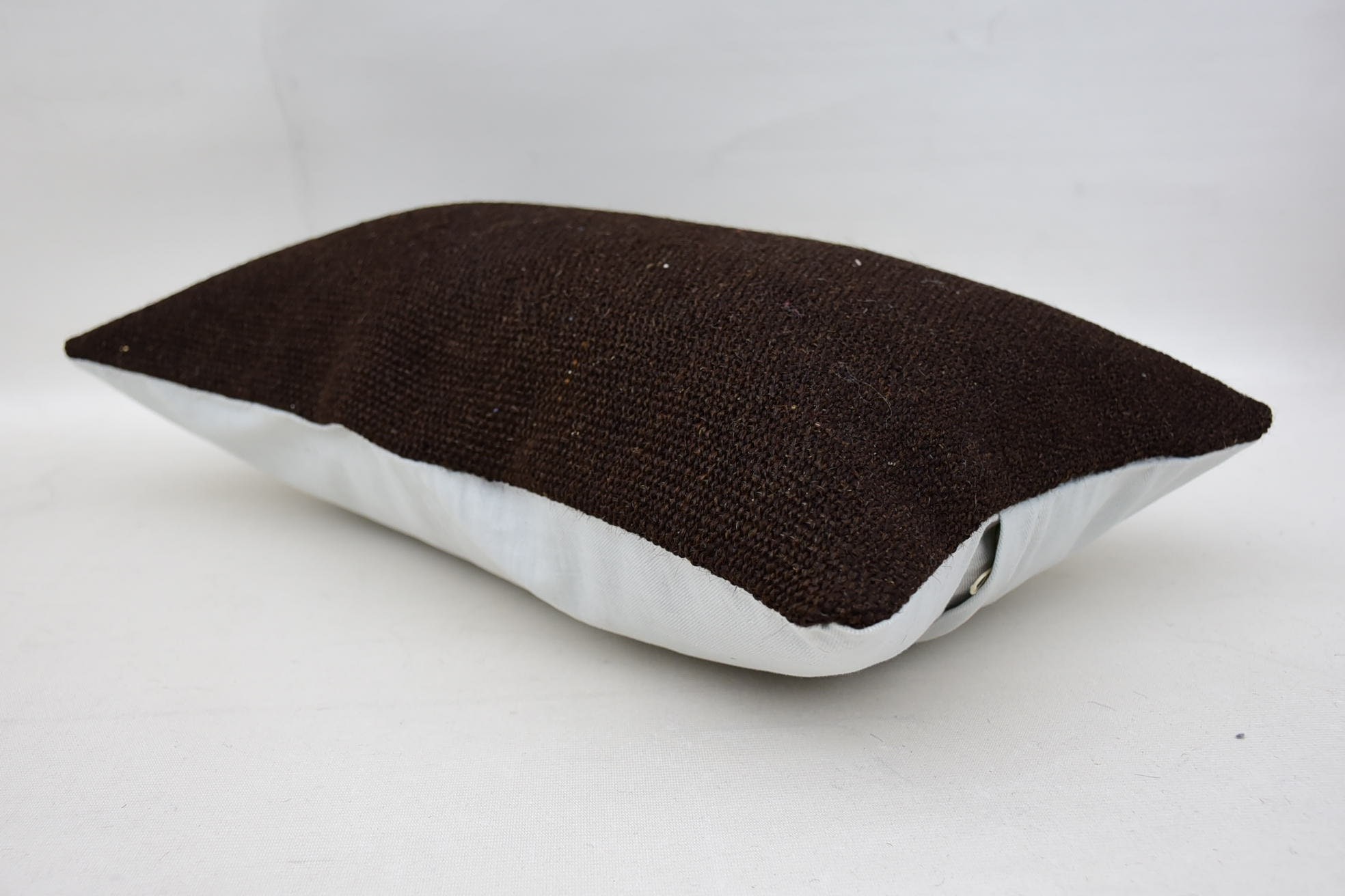 Muted Pillow, Square Throw Cushion Case, Kilim Pillow, Pillow for Sofa, 12"x20" Brown Pillow, Interior Designer Pillow