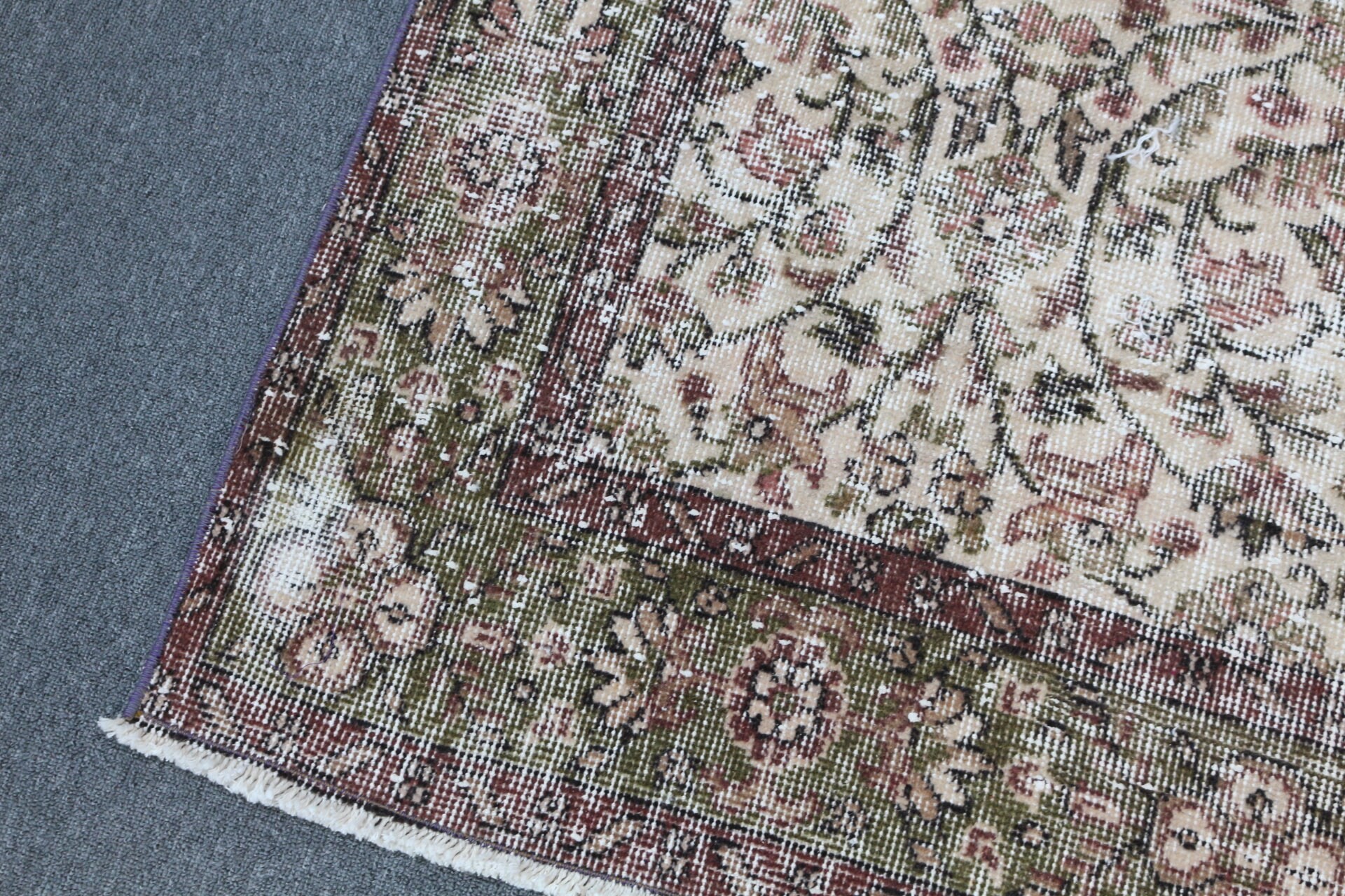 Mutfak Halısı, Oushak Halısı, Yemek Odası Halısı, Yemek Odası Halıları, Türk Halıları, 5.4x9.4 ft Büyük Halı, Vintage Halılar, Yeşil Yatak Odası Halısı