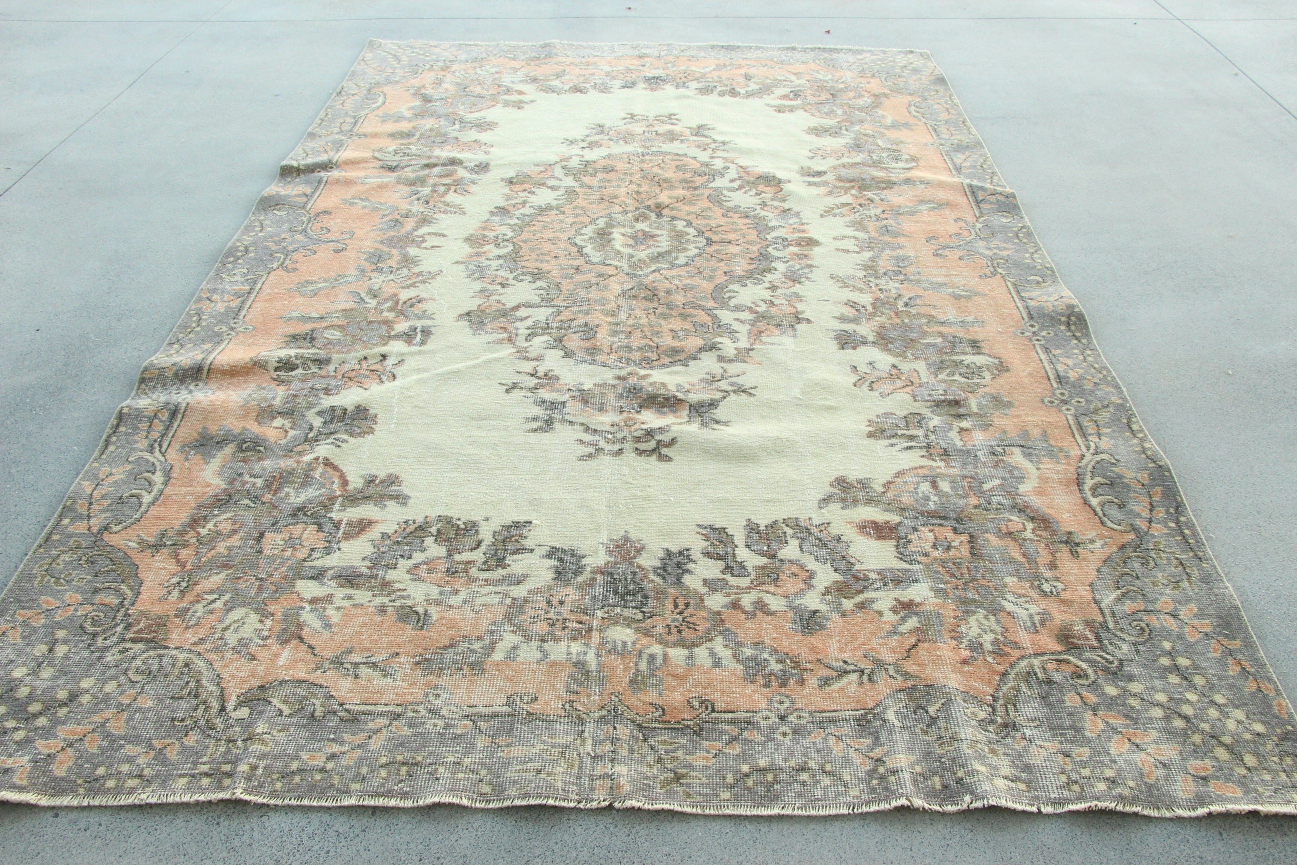 Turkish Rug, Floor Rug, Beige Antique Rug, 6.5x10.6 ft Large Rugs, Neutral Rug, Dining Room Rug, Bedroom Rugs, Vintage Rug