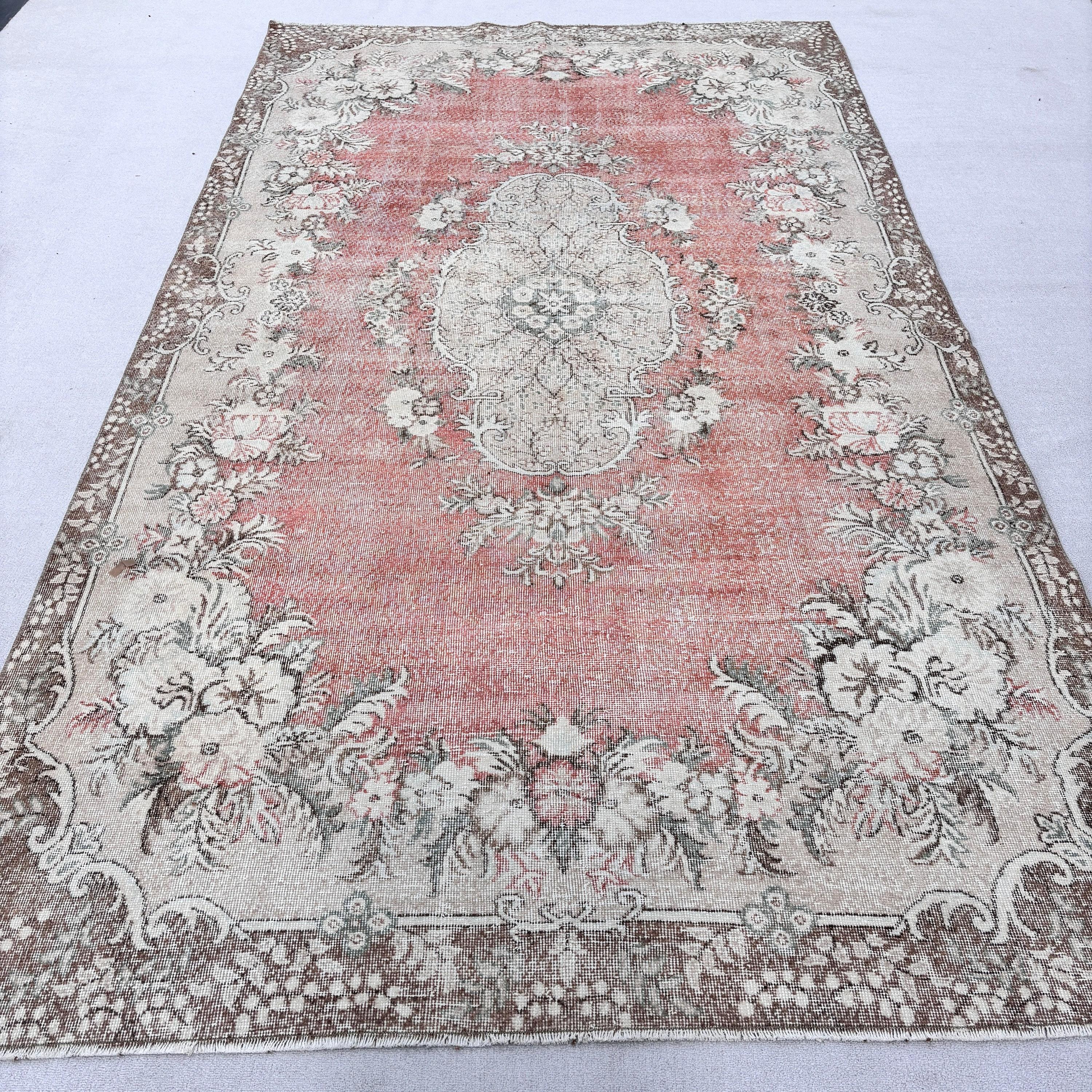 Anadolu Halıları, Vintage Halı, 6.5x11.7 ft Büyük Boy Halı, Fas Halıları, Türk Halısı, Yemek Odası Halısı, Bej Lüks Halılar, Salon Halıları