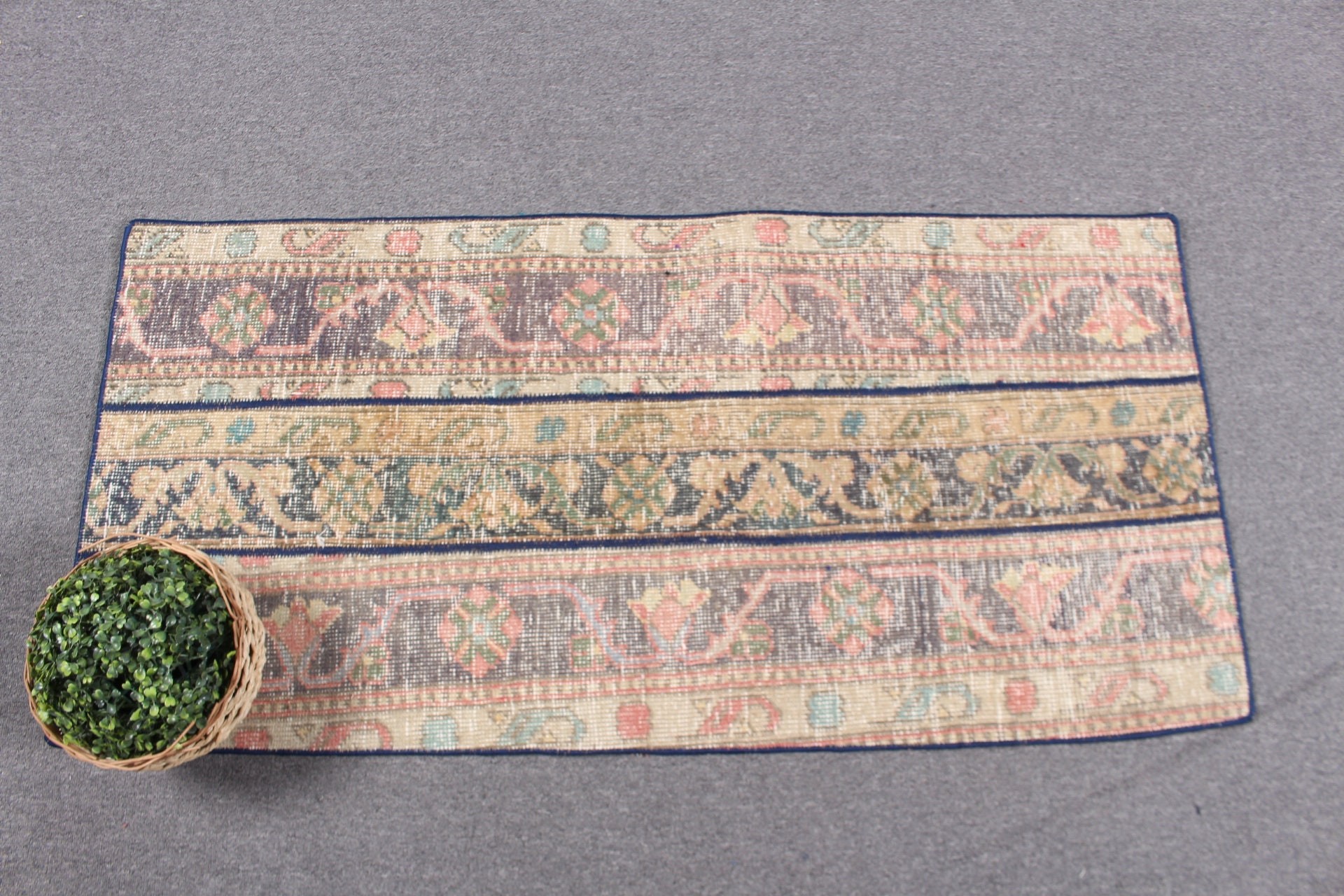 Türk Halısı, Vintage Halı, Yün Halılar, Araba Paspas Halısı, Araba Paspas Halıları, Kapı Paspas Halıları, 2.1x4.3 ft Küçük Halı, Bej Oryantal Halılar, Yatak Odası Halısı