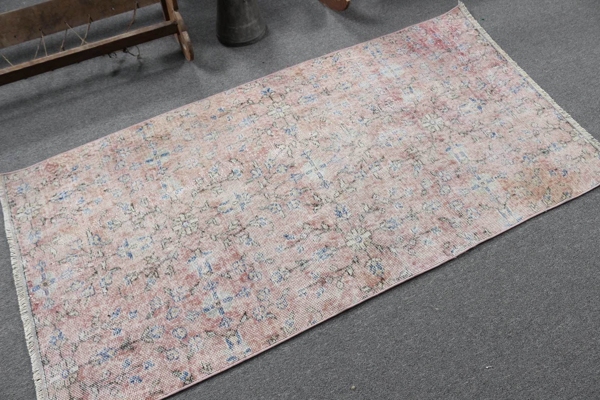 Nursery Rug, 3x5.8 ft Accent Rug, Boho Rug, Rugs for Nursery, Entry Rugs, Antique Rug, Turkish Rugs, Vintage Rug, Pink Wool Rug, Wool Rug