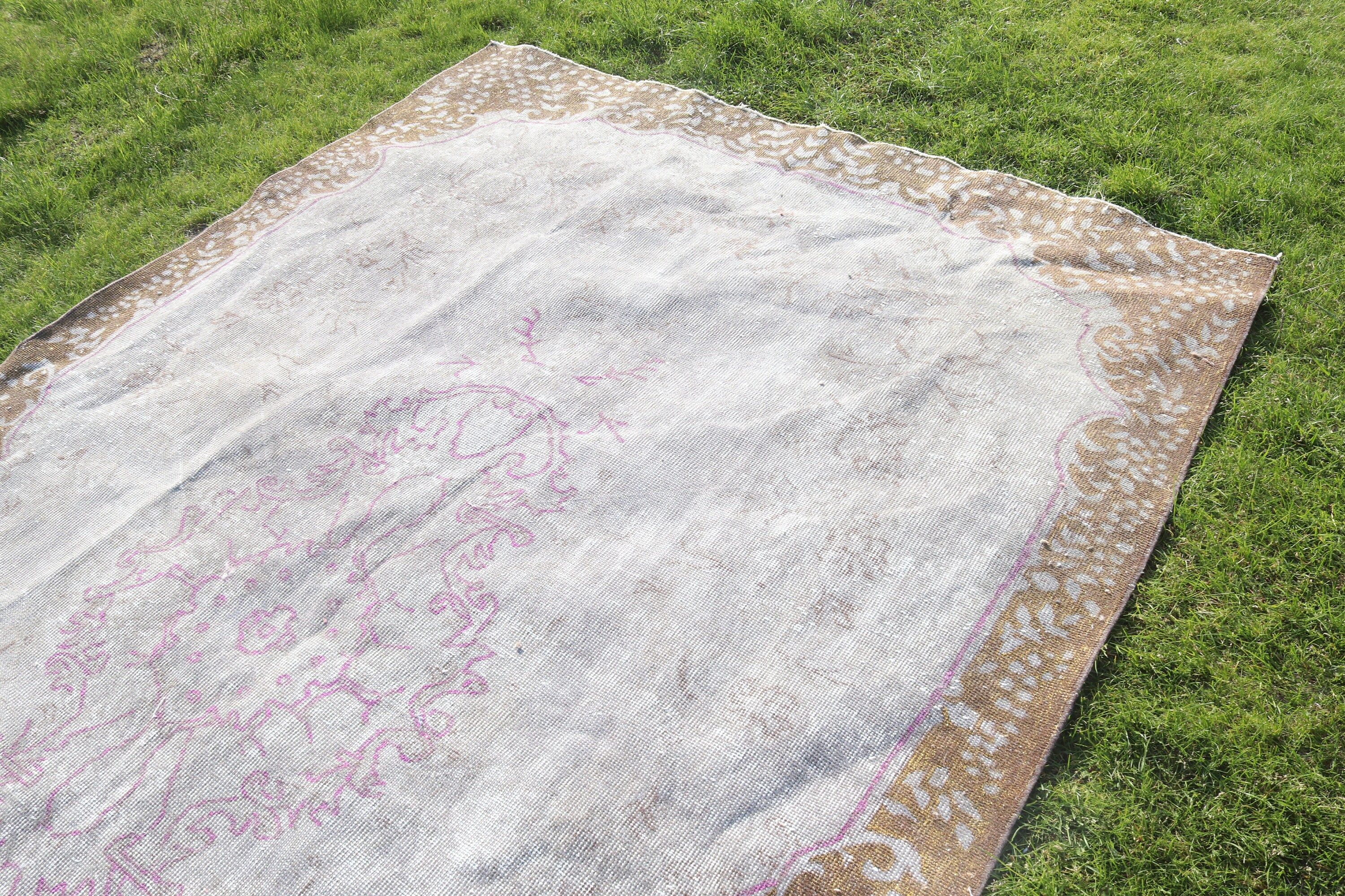 Düz Dokuma Halı, Salon Halısı, Gri Oushak Halıları, Vintage Halılar, Yatak Odası Halısı, Harika Halılar, 6.1x9.9 ft Büyük Halılar, El Yapımı Halı, Türk Halıları