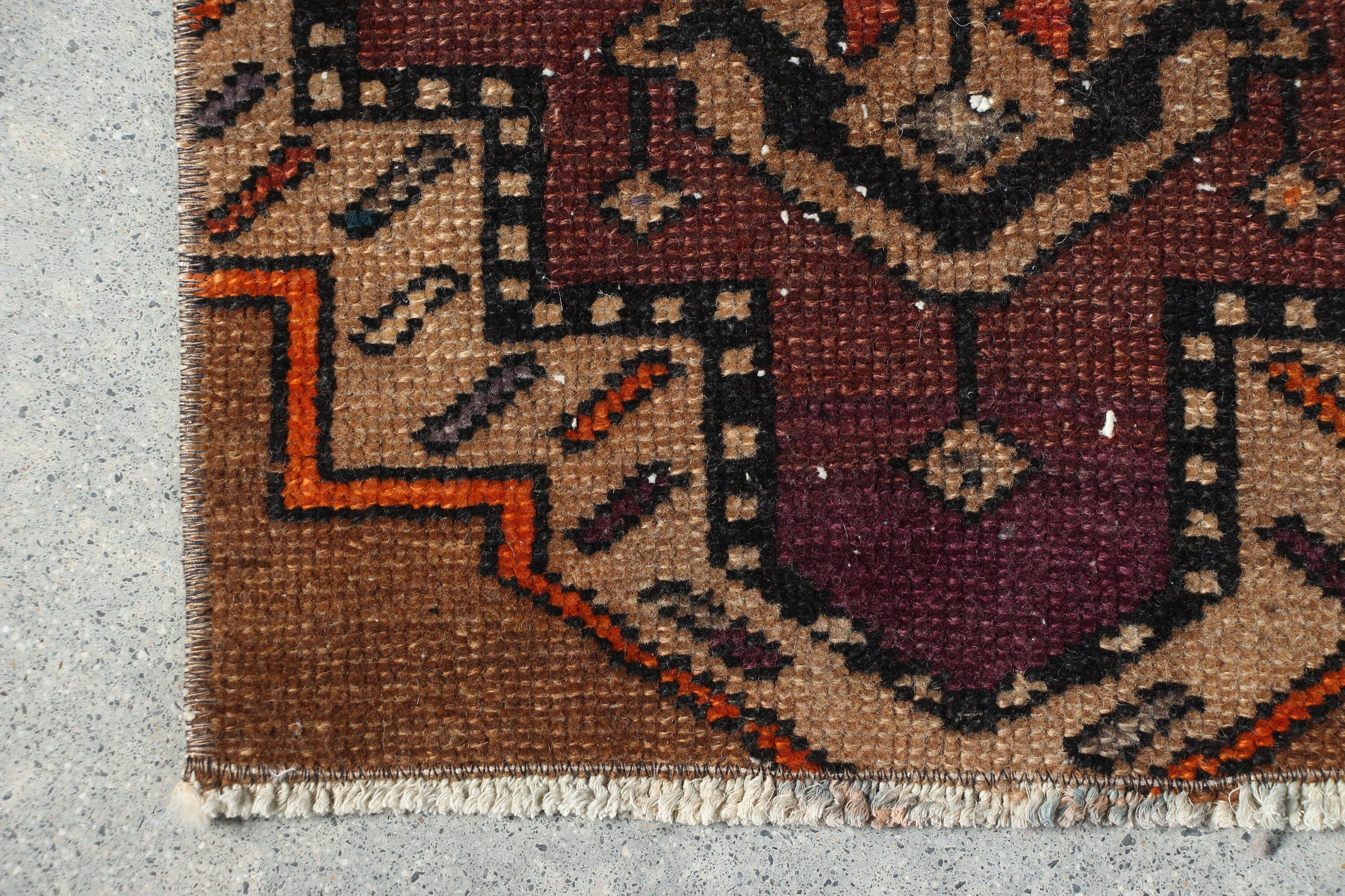 Araba Mat Halısı, Mutfak Halıları, Türk Halısı, Mutfak Halısı, 1.3x2.9 ft Küçük Halılar, Vintage Halı, Kahverengi Oushak Halısı, Giriş Halısı